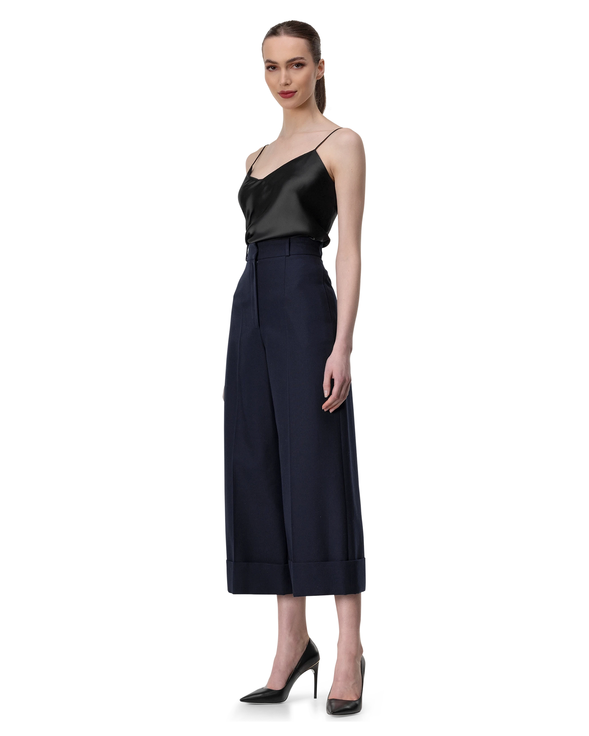 High-Waisted Wide-Leg Cropped Pants