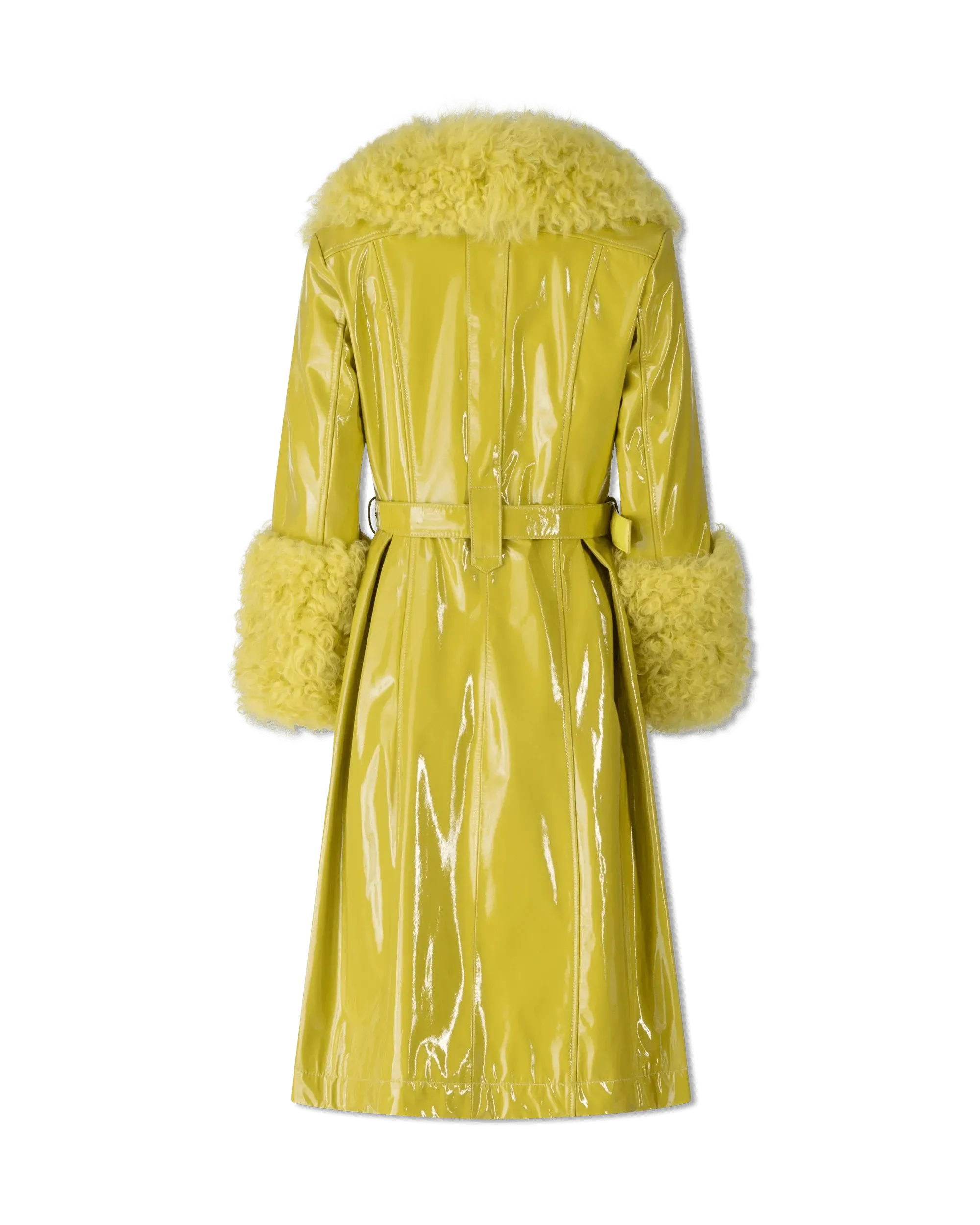 Foxy Shearling Trim Leather Coat - DIHSAN