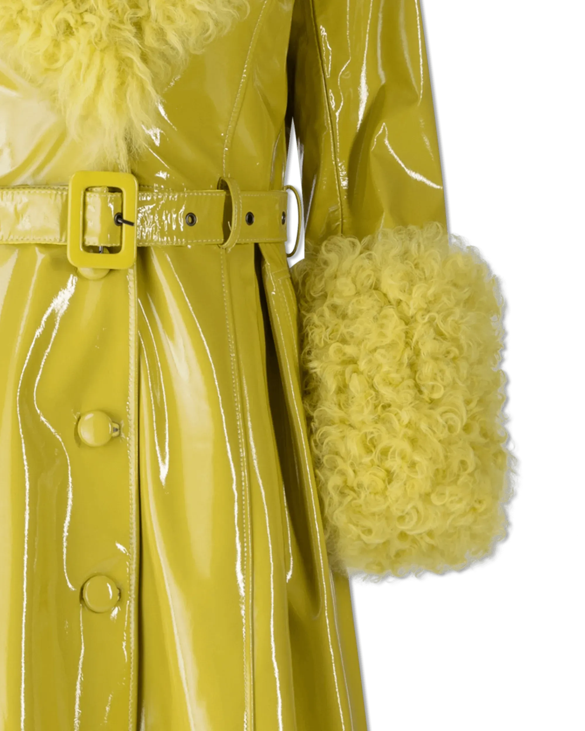 Foxy Shearling Trim Leather Coat - DIHSAN