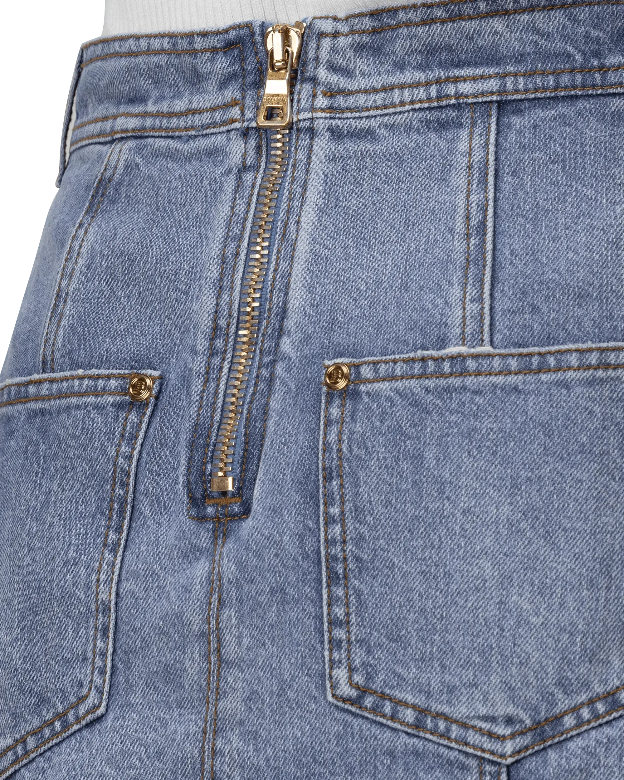 Button-Trimmed Denim Wrap Skirt - DIHSAN