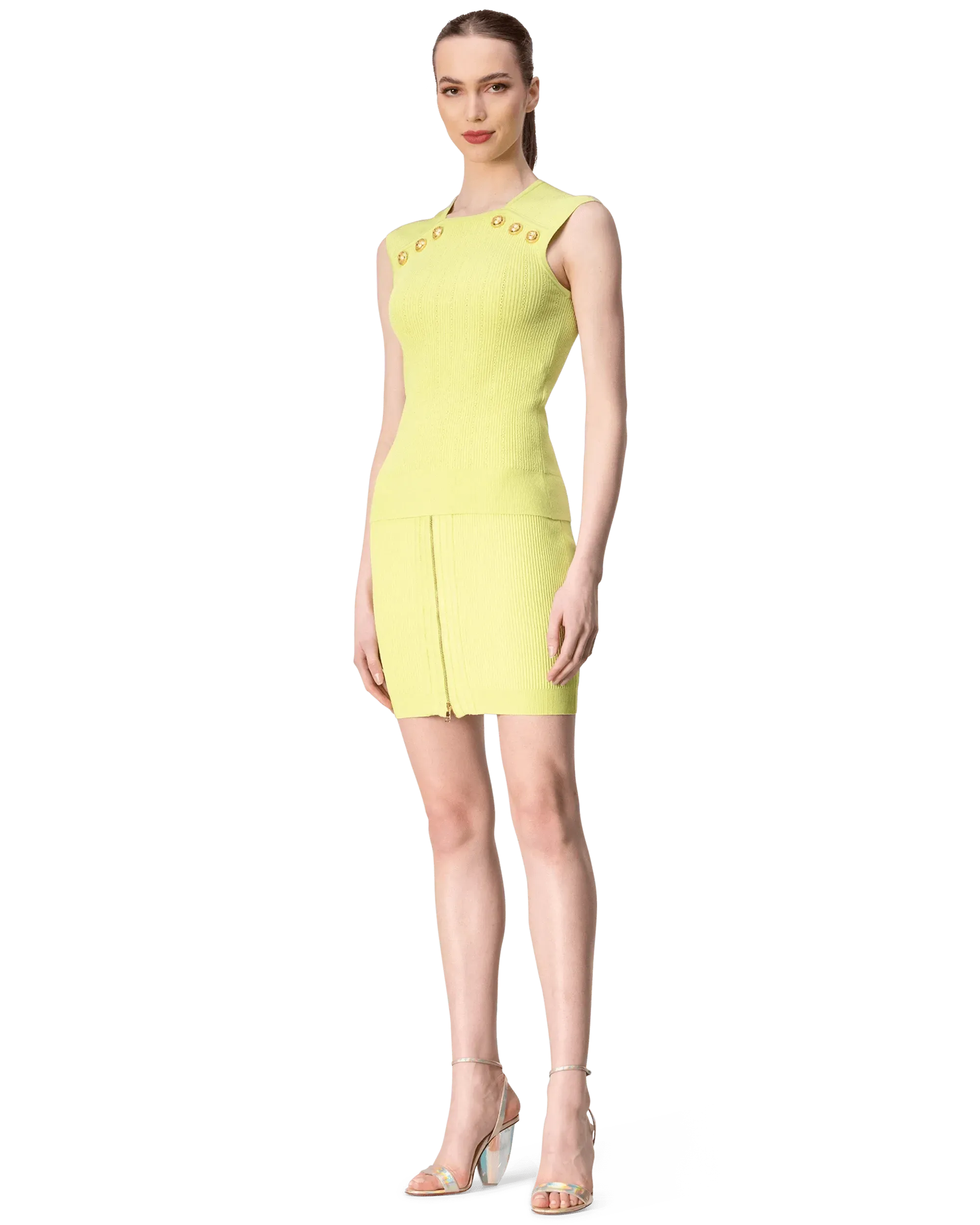 High Waisted Knit Mini Skirt - DIHSAN