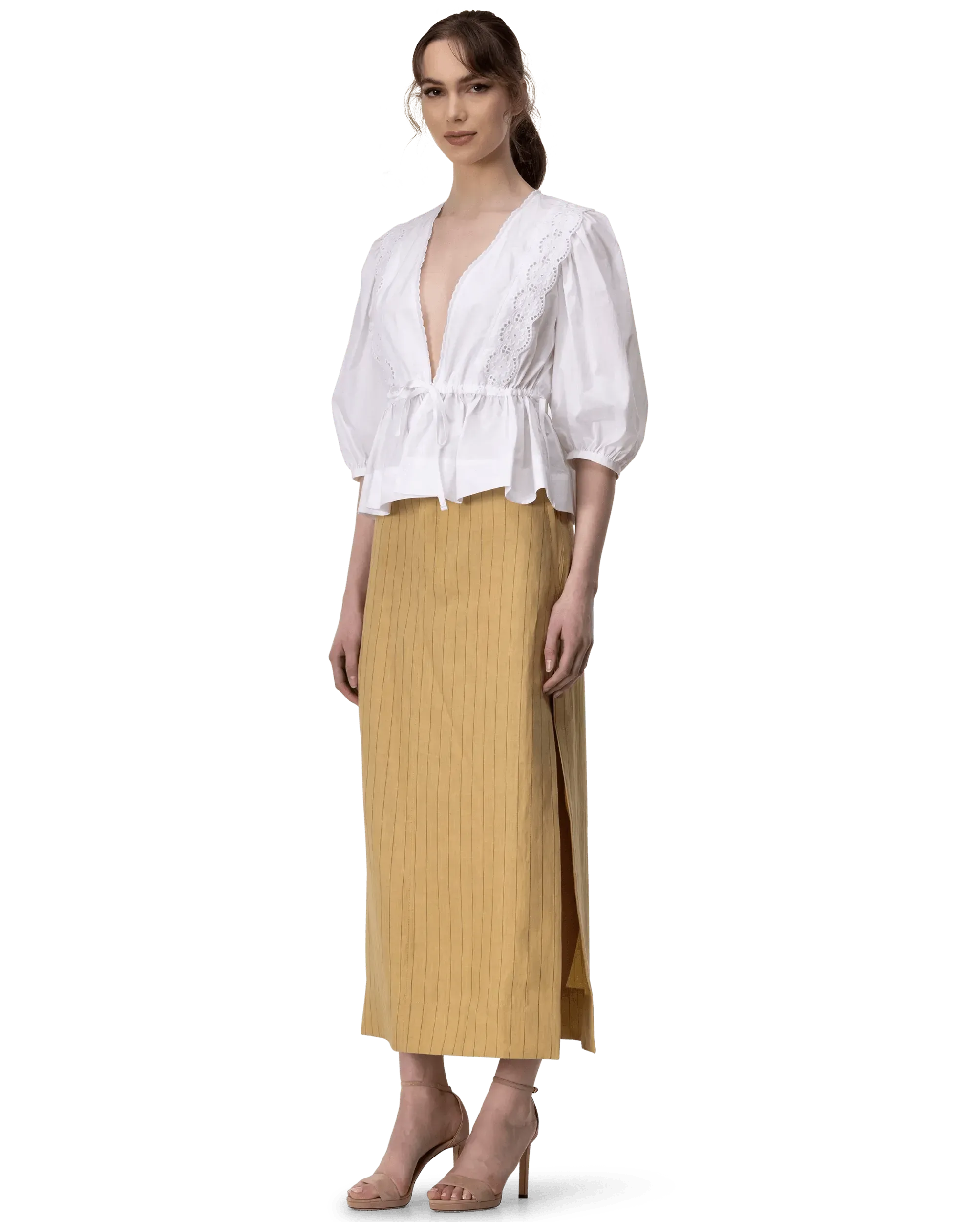 Eyelet Embroidered Wrap Blouse - DIHSAN