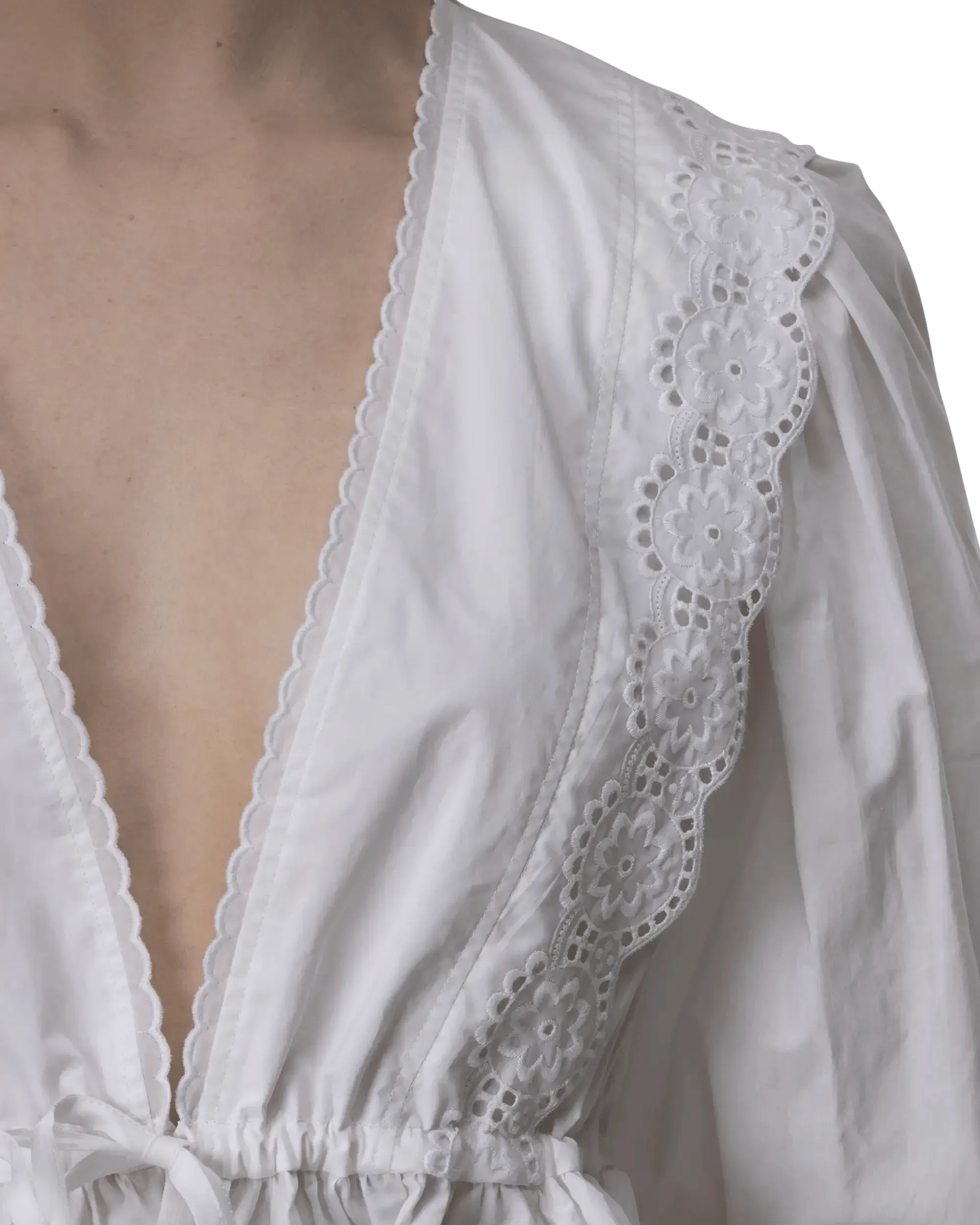 Eyelet Embroidered Wrap Blouse - DIHSAN