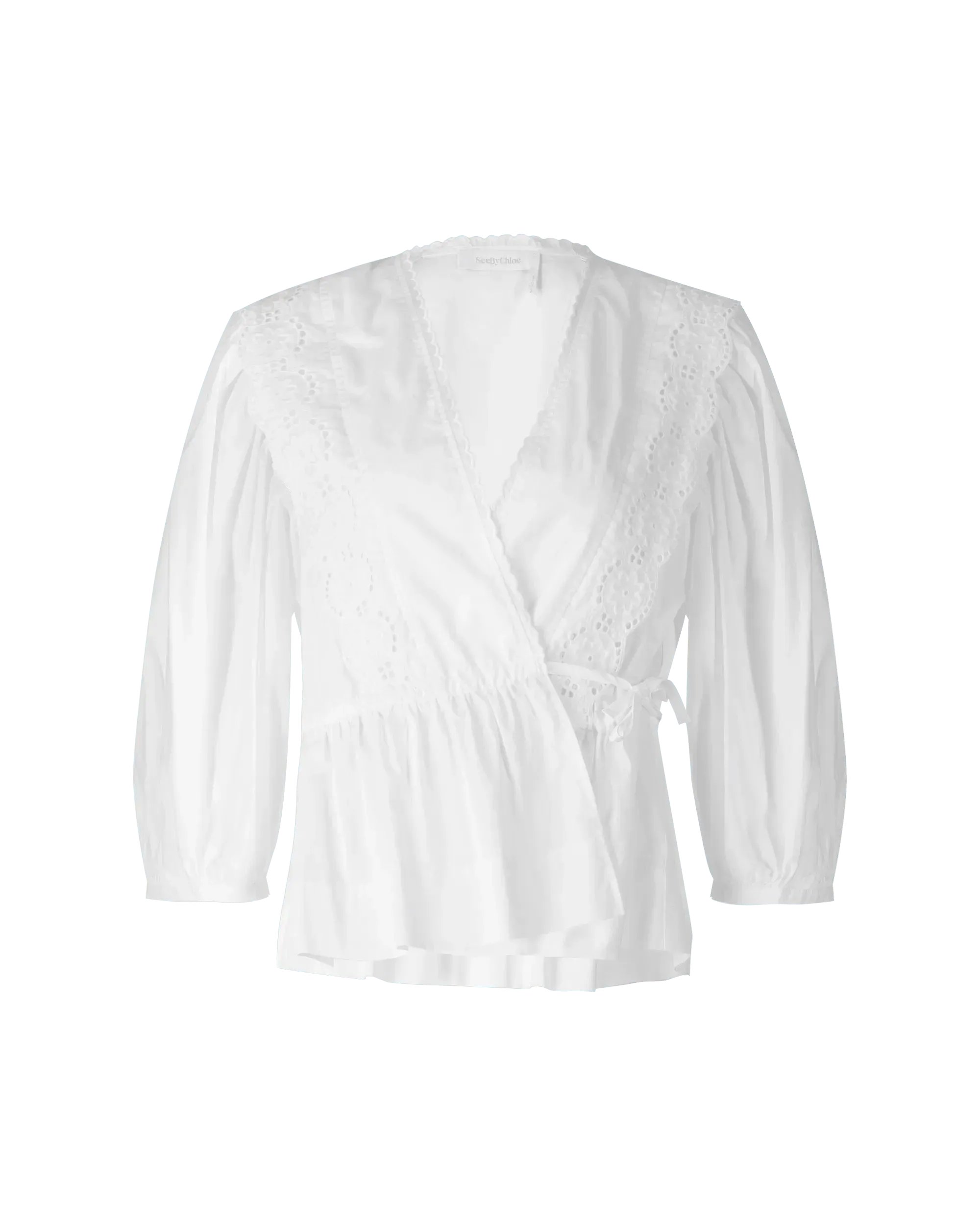 Eyelet Embroidered Wrap Blouse - DIHSAN