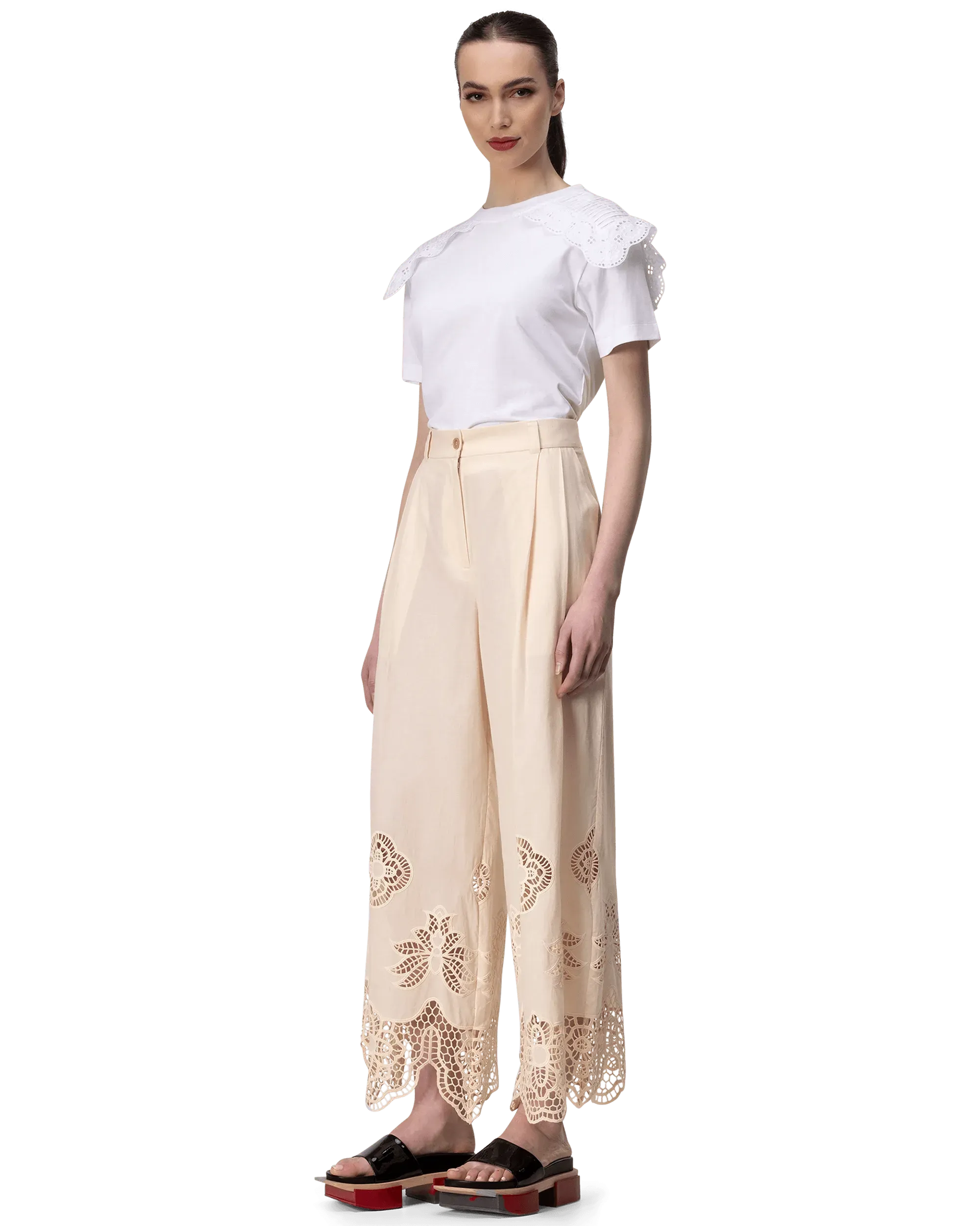 Eyelet Embroidered T-Shirt - DIHSAN