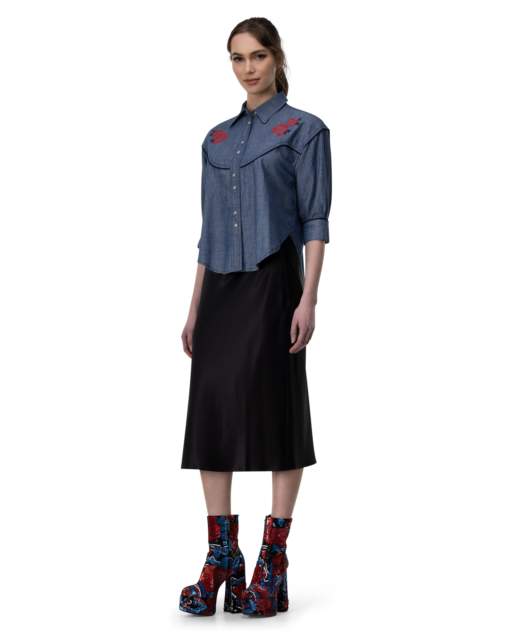 Embroidered Denim Shirt