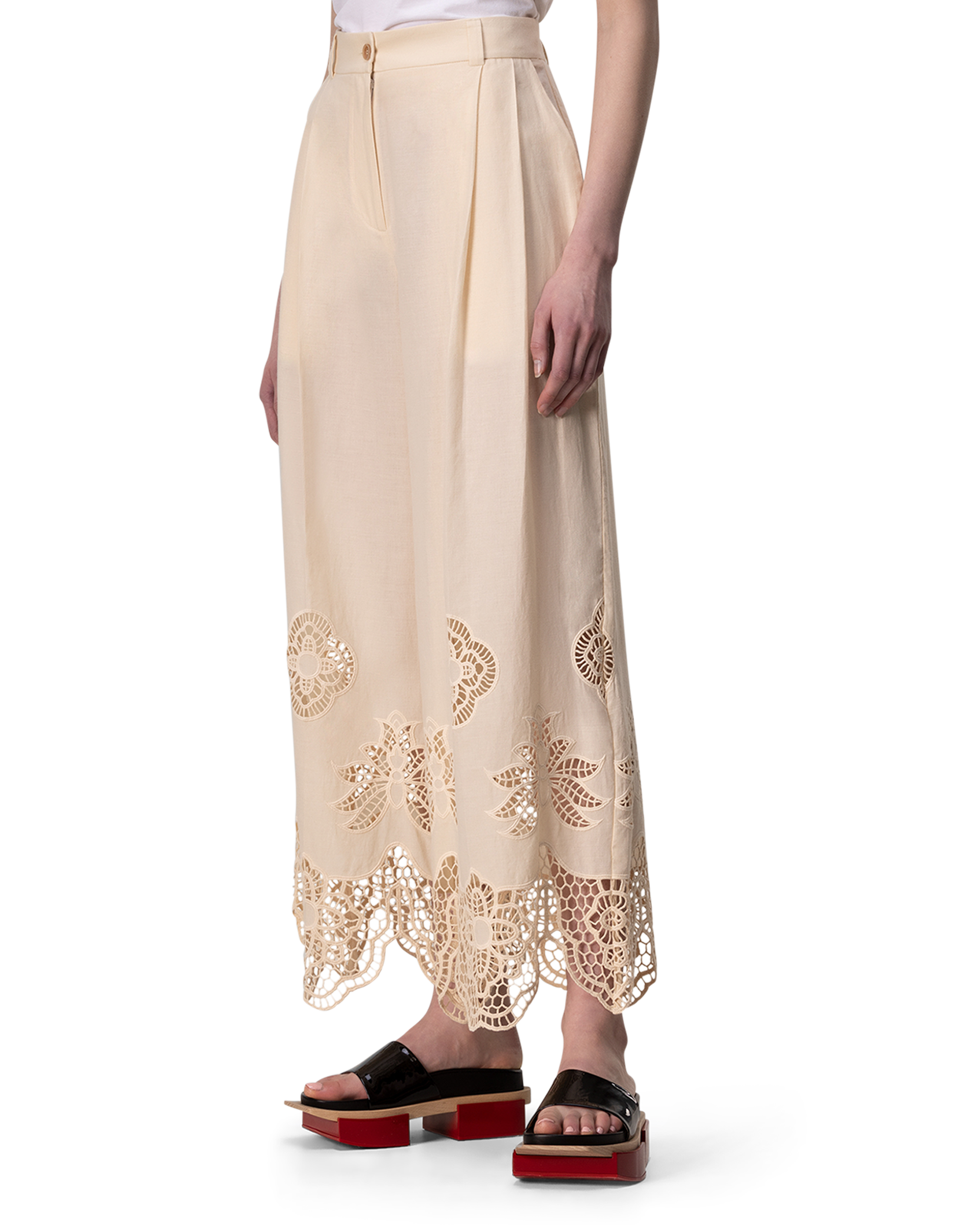 Guipure Trim Voile Pants