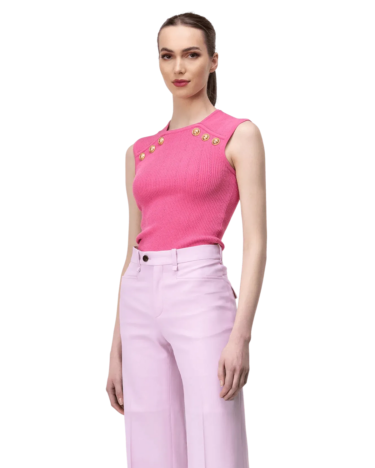 Button Detail Pointelle Top