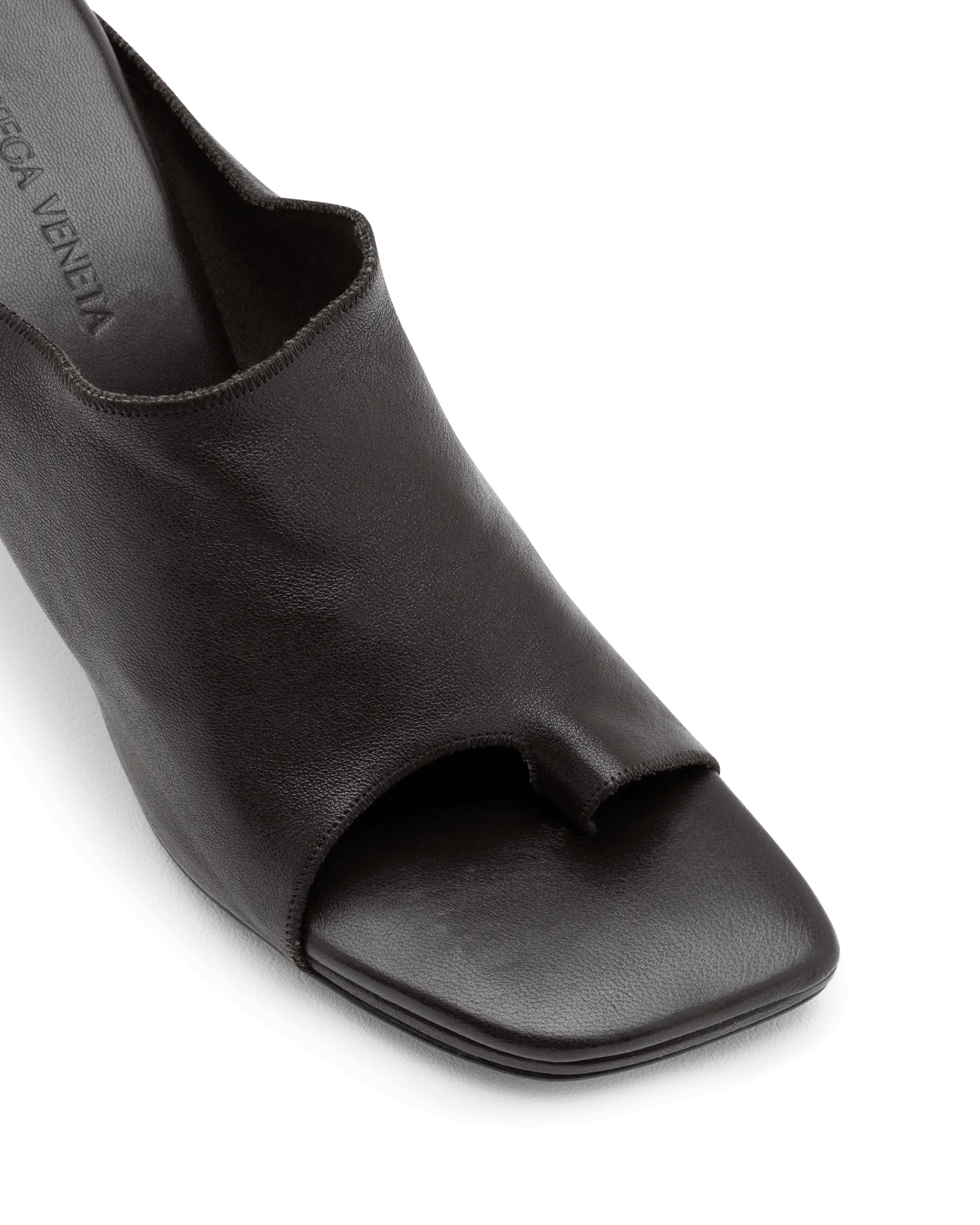 Heeled Leather Slides - DIHSAN