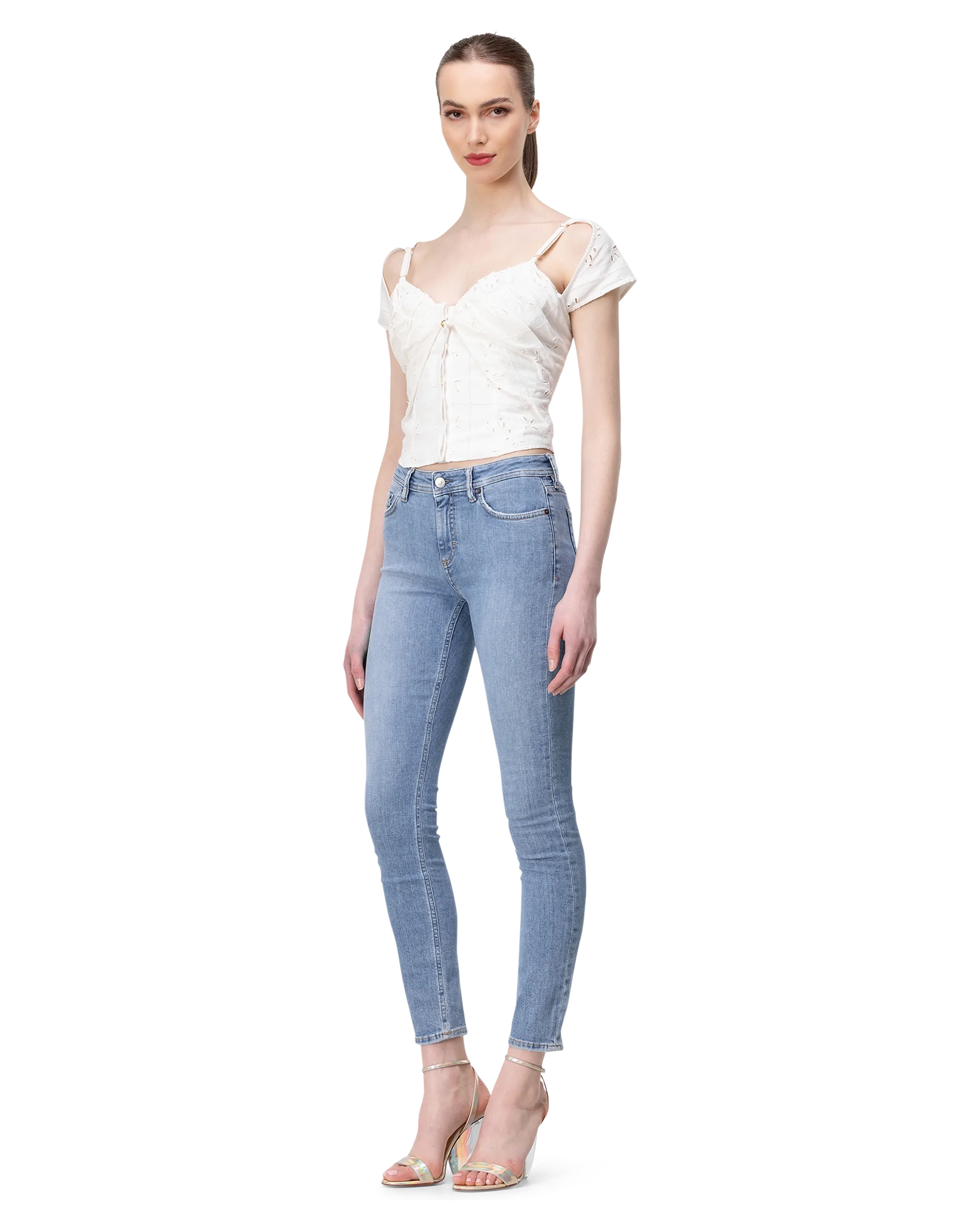 Five-Pocket Mid-Rise Skinny Jeans