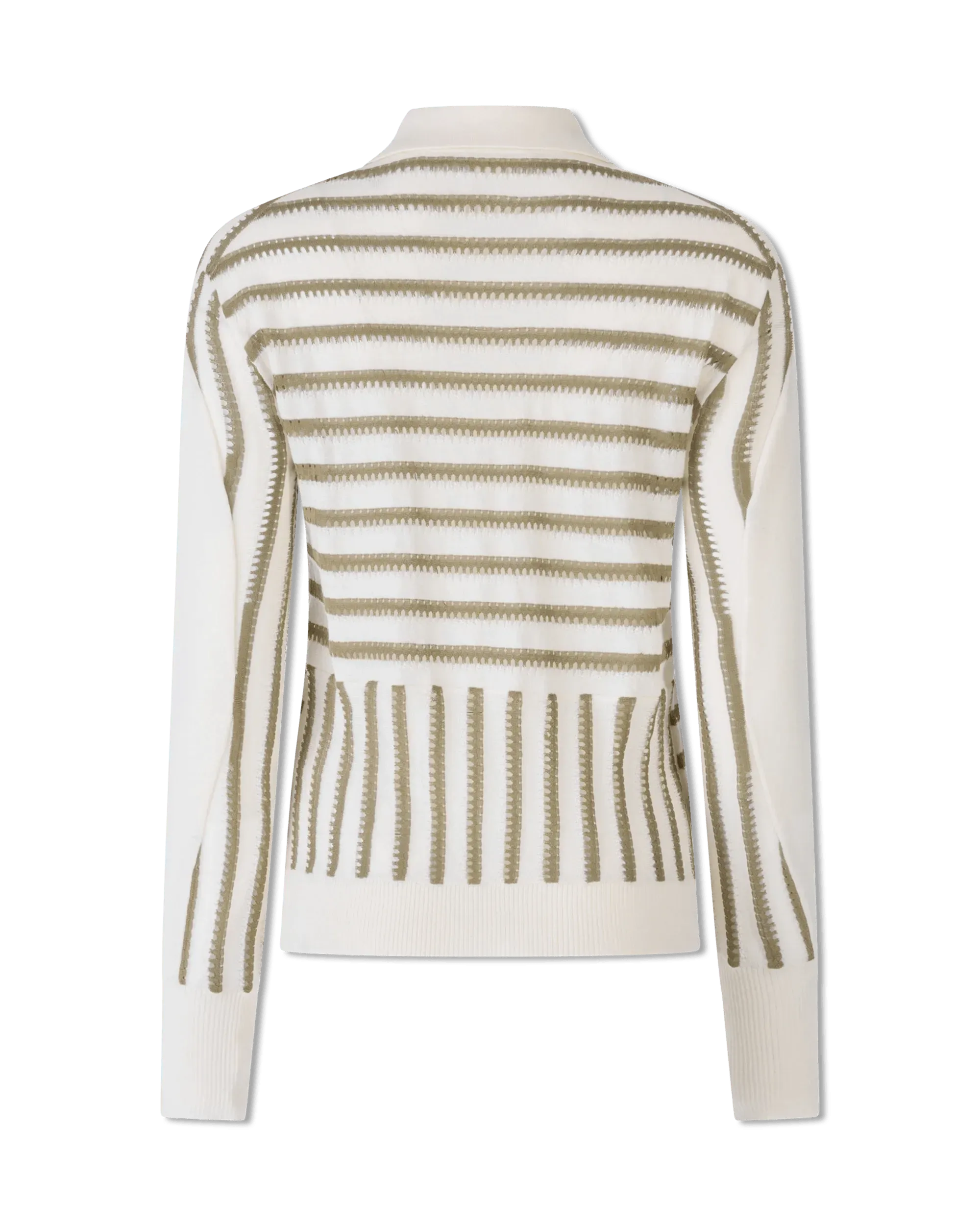 Striped Long Sleeve Polo Sweater - DIHSAN