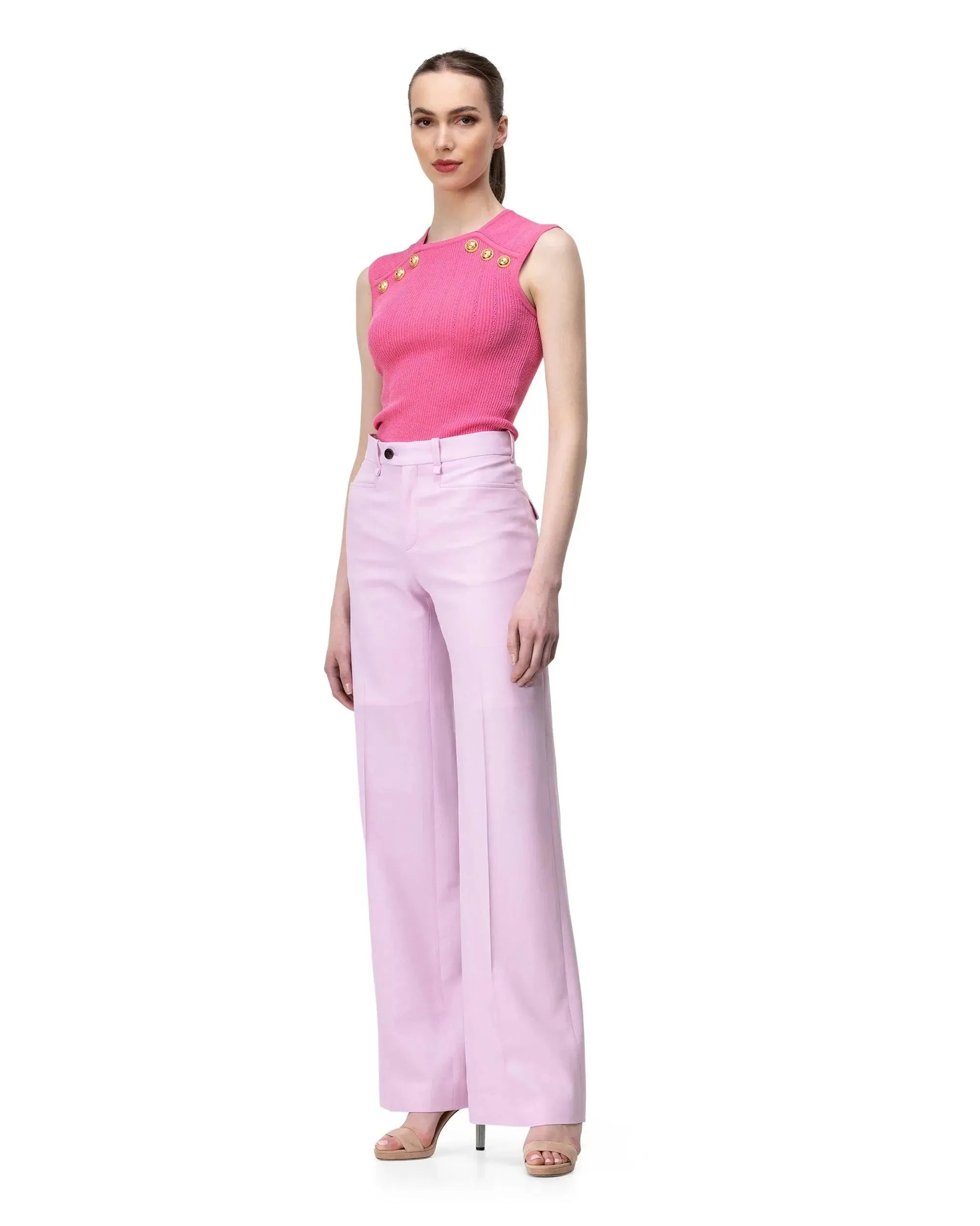 High Waisted Wide Leg Trousers - DIHSAN