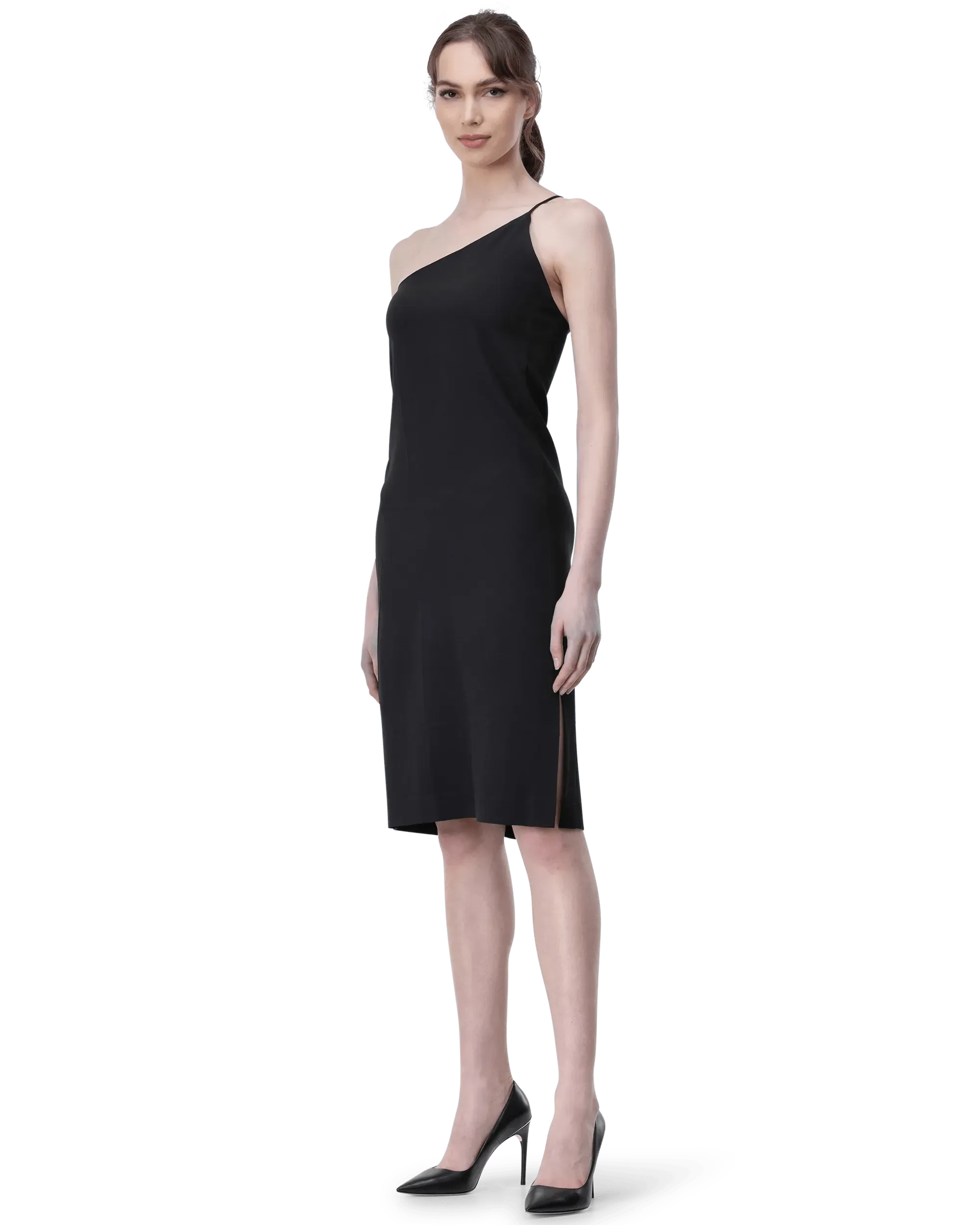 One Shoulder Crepe Dress - DIHSAN