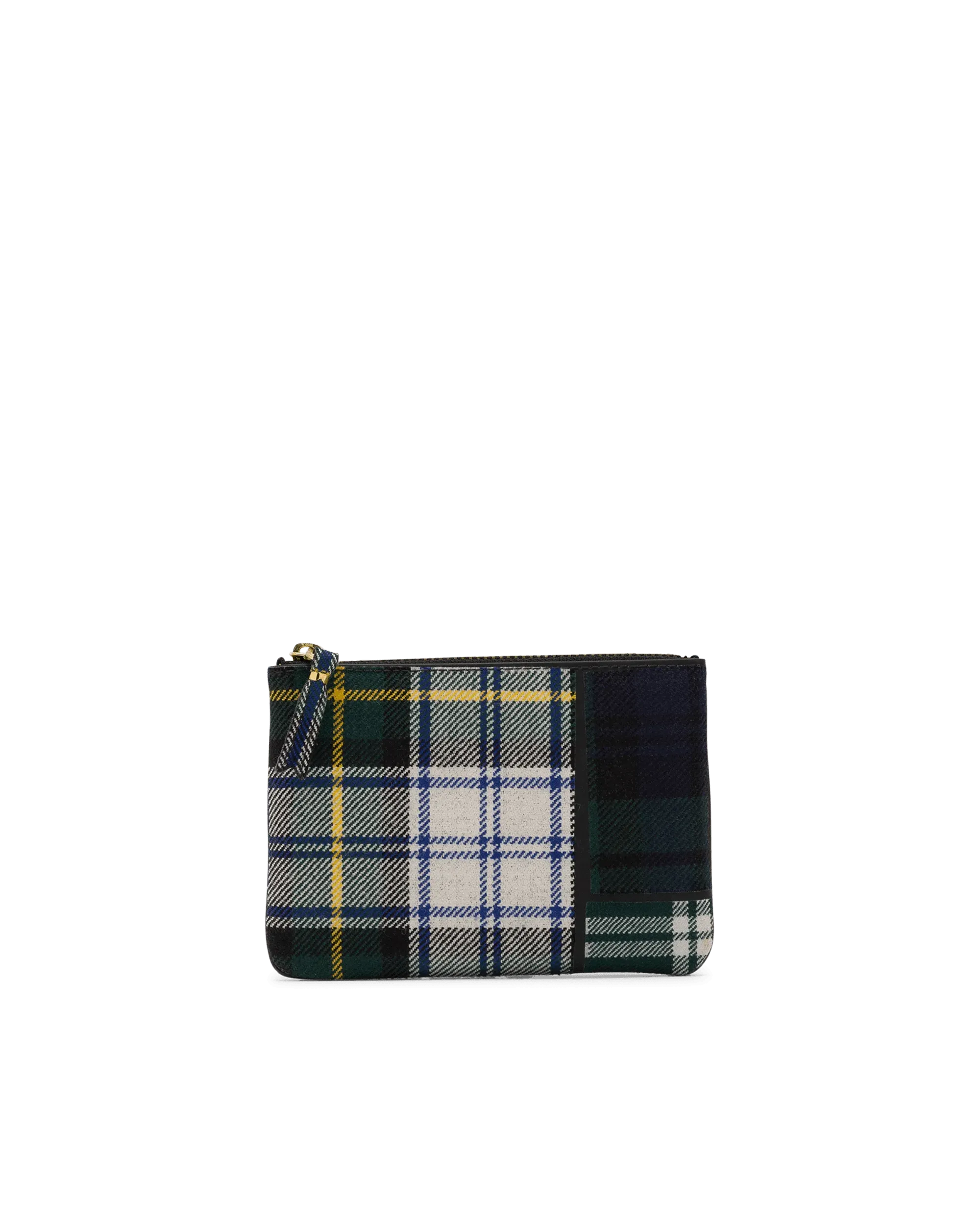 Small Tartan Patchwork Zip Pouch - DIHSAN
