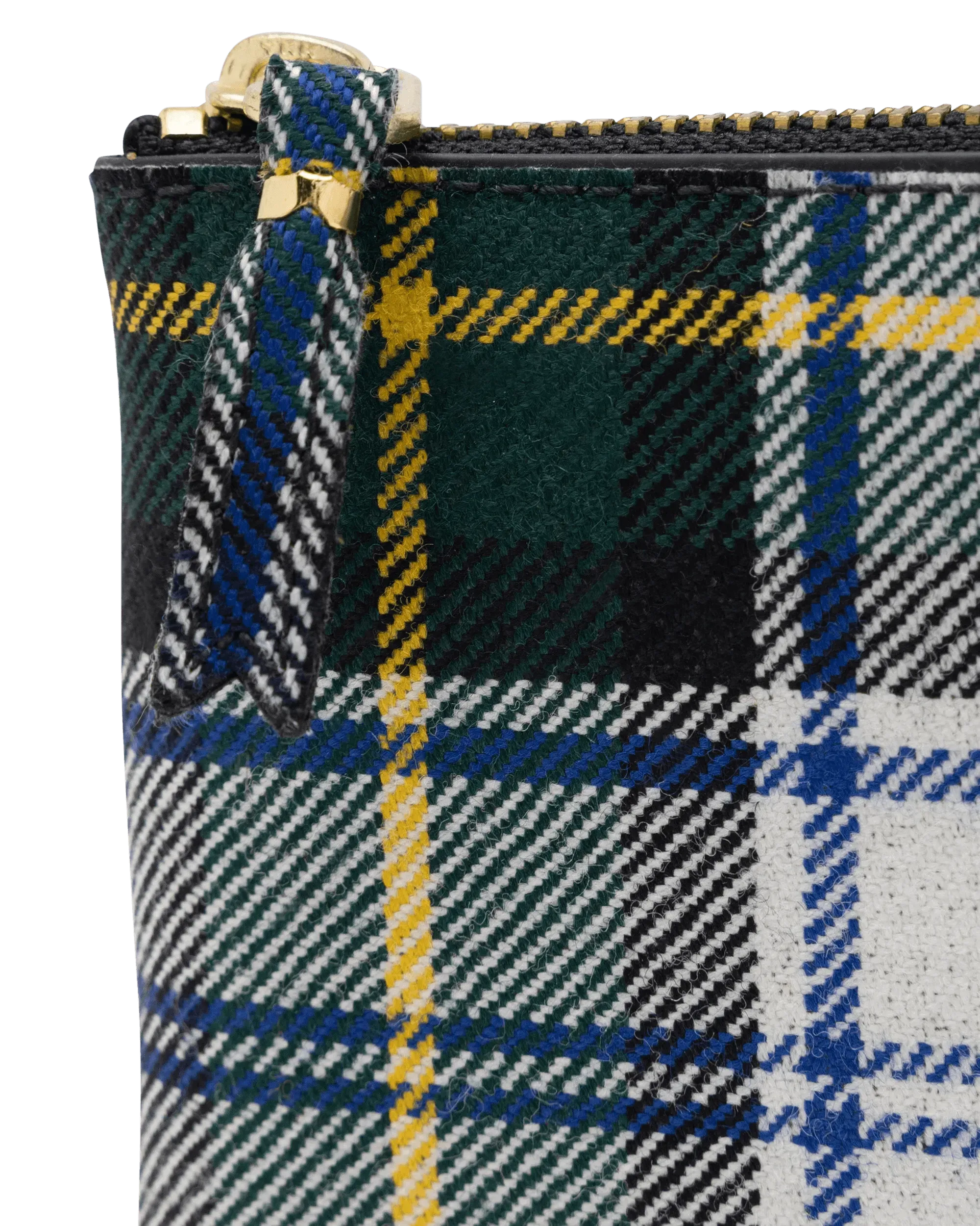 Small Tartan Patchwork Zip Pouch - DIHSAN
