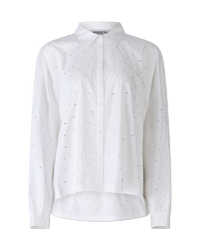 Rhinestone Embellished Poplin Shirt - DIHSAN