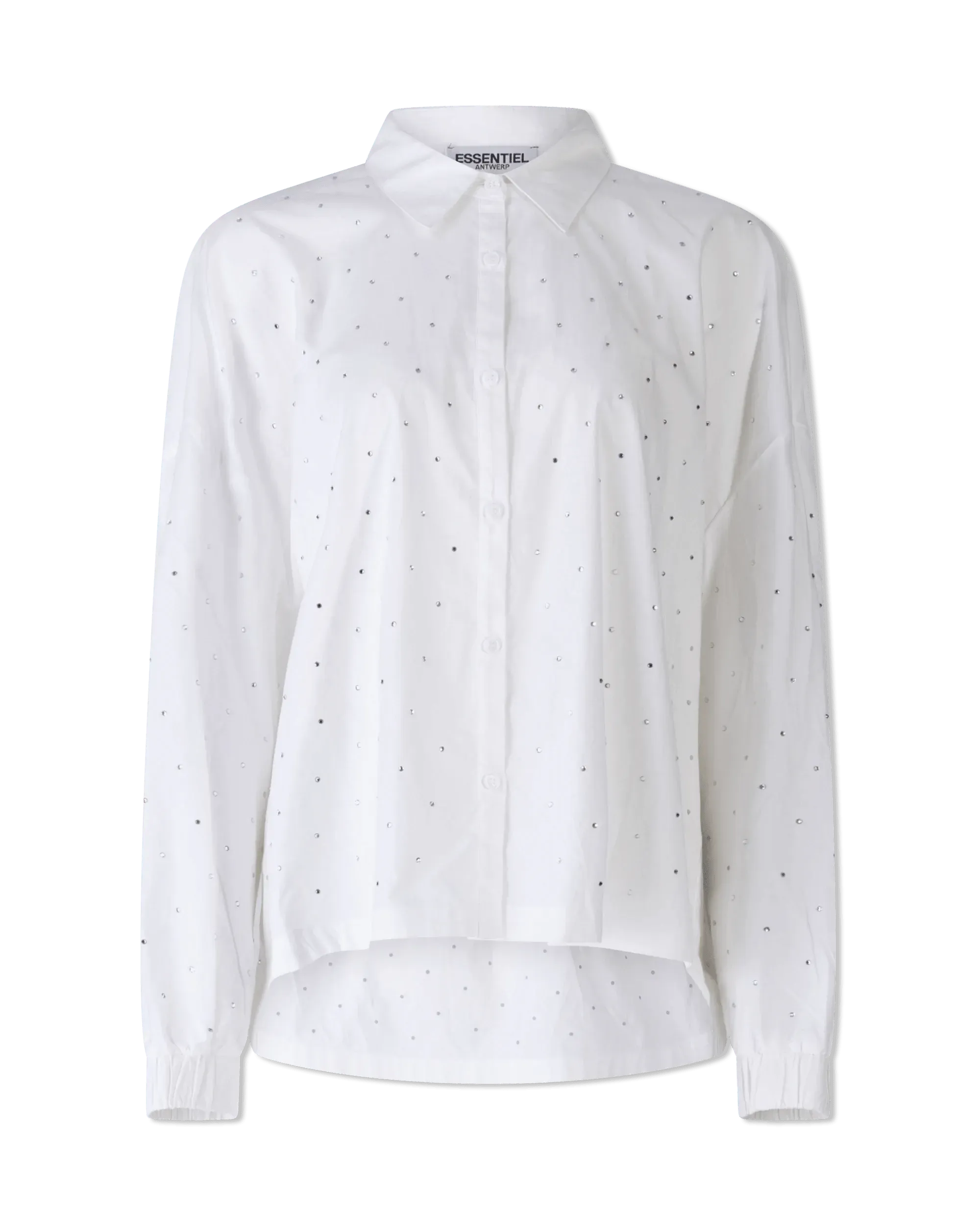 Rhinestone Embellished Poplin Shirt - DIHSAN