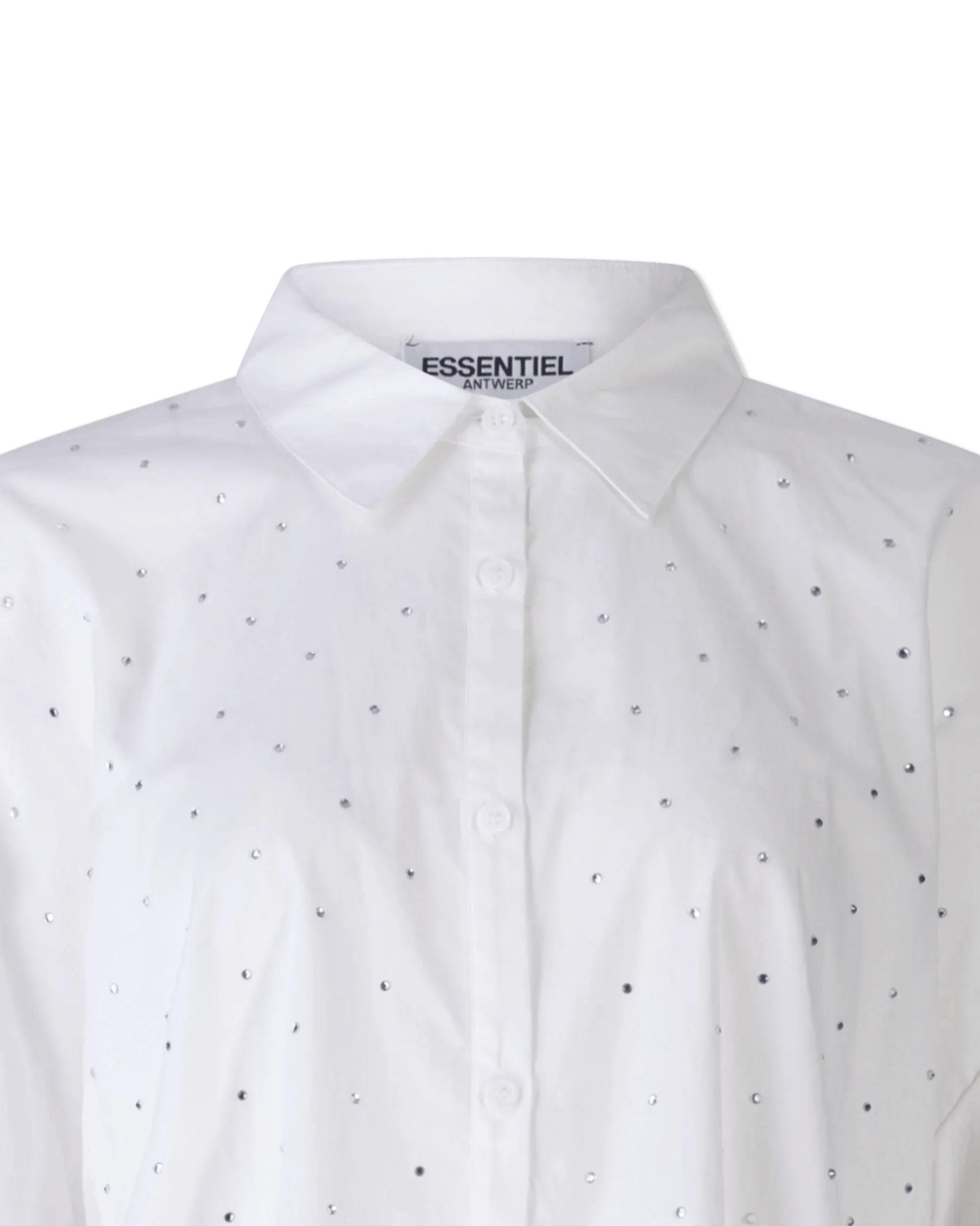 Rhinestone Embellished Poplin Shirt - DIHSAN