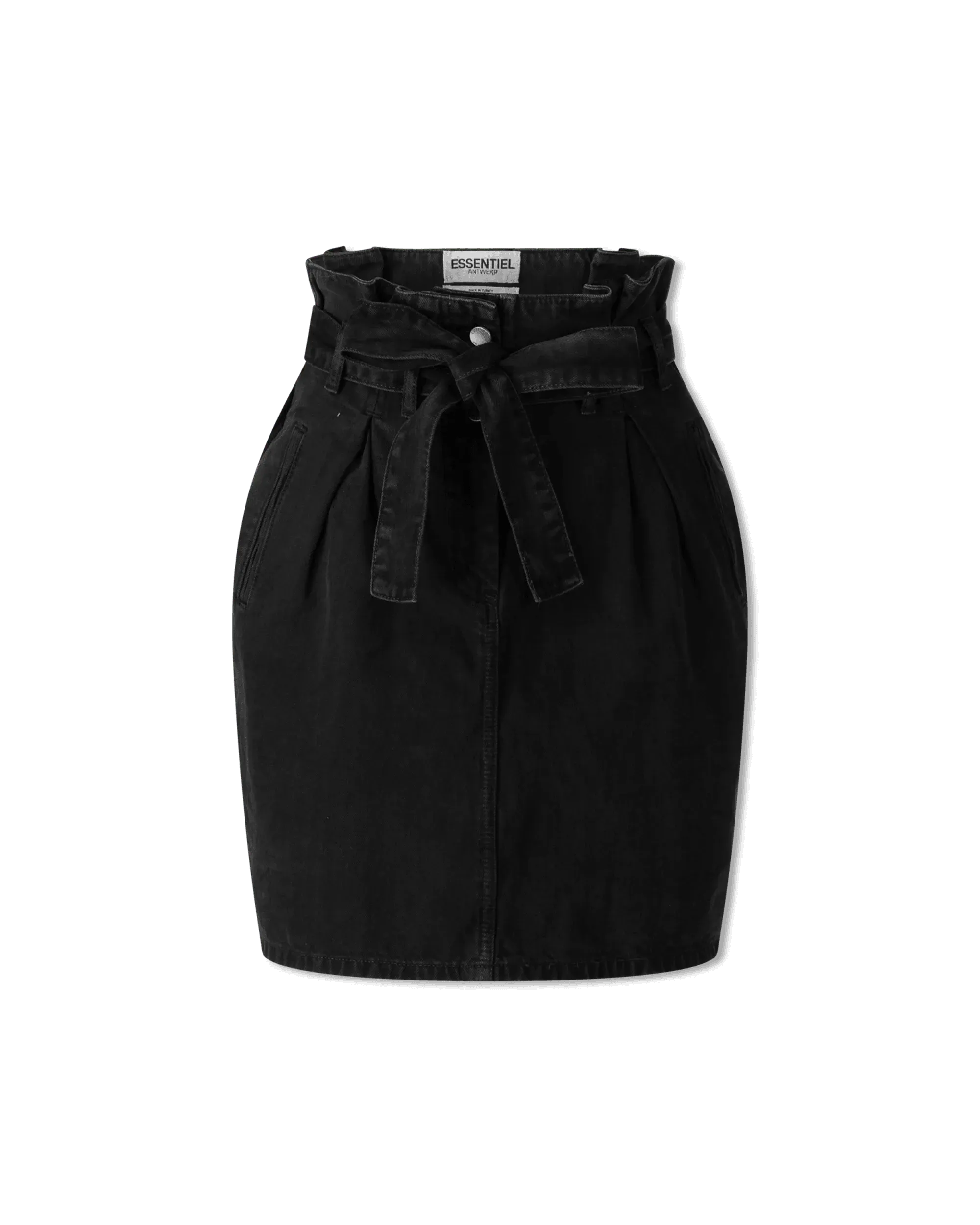 Paperbag Waist Denim Mini Skirt - DIHSAN