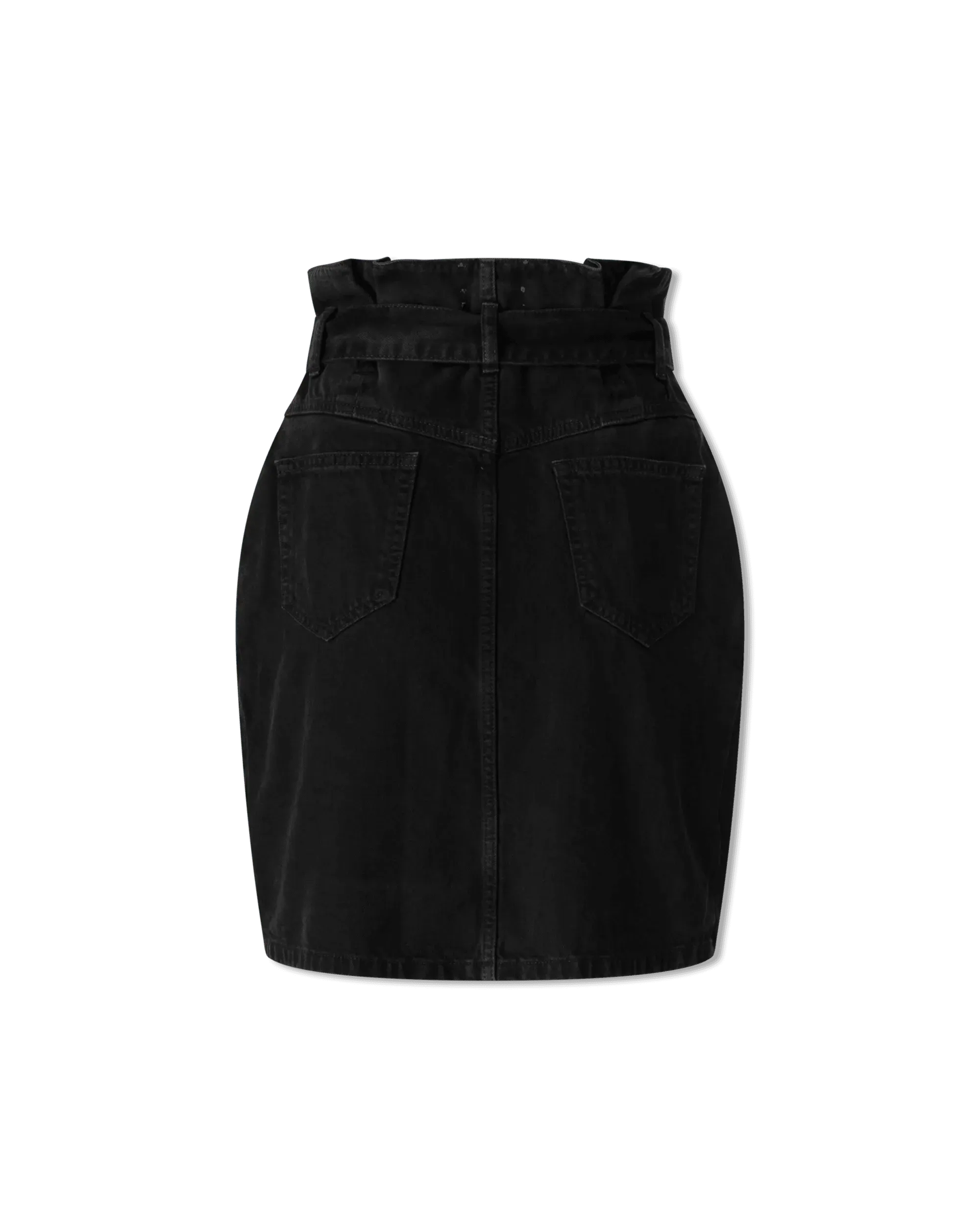Paperbag Waist Denim Mini Skirt - DIHSAN