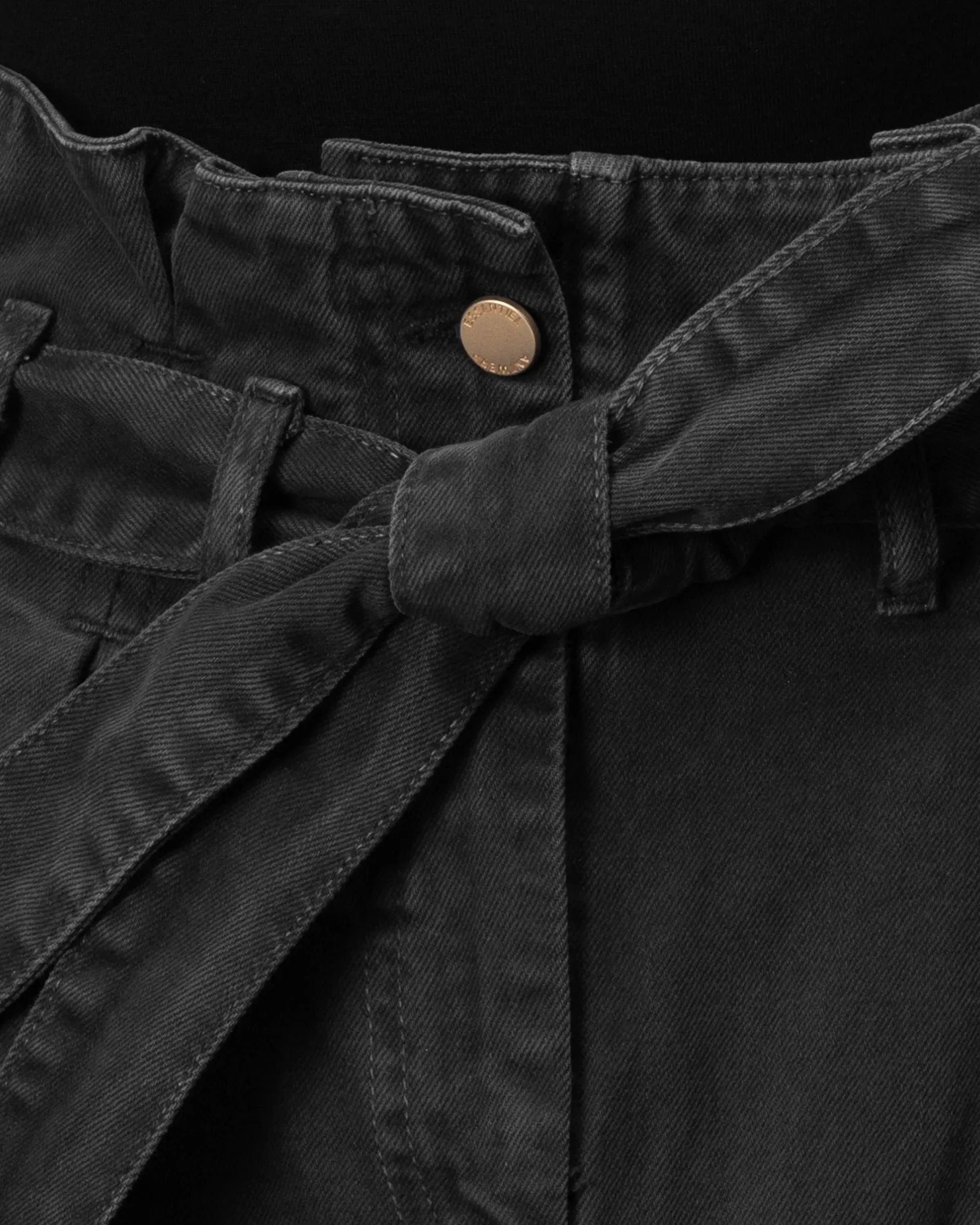 Paperbag Waist Denim Mini Skirt - DIHSAN