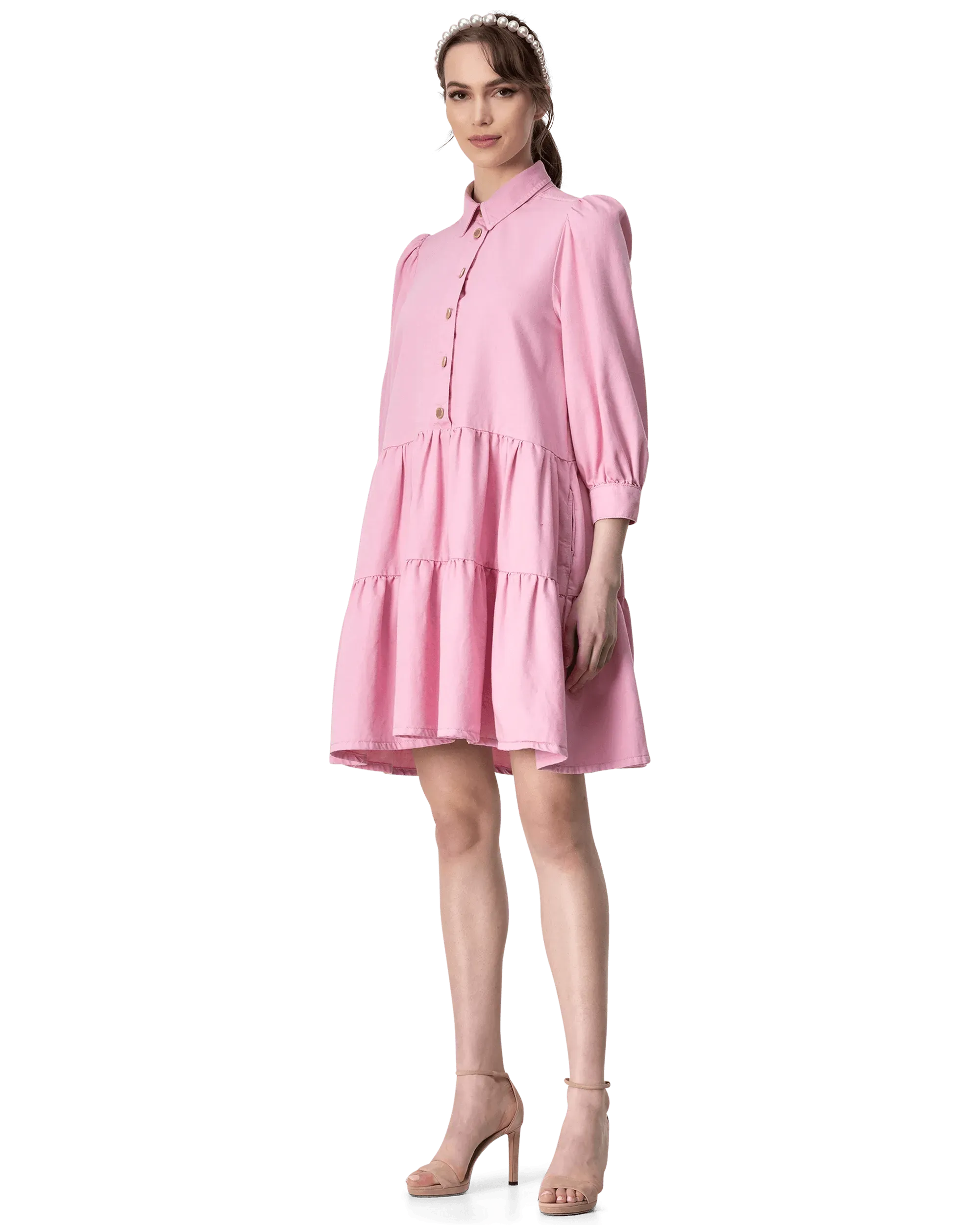 Puffy Sleeve A-line Dress - DIHSAN