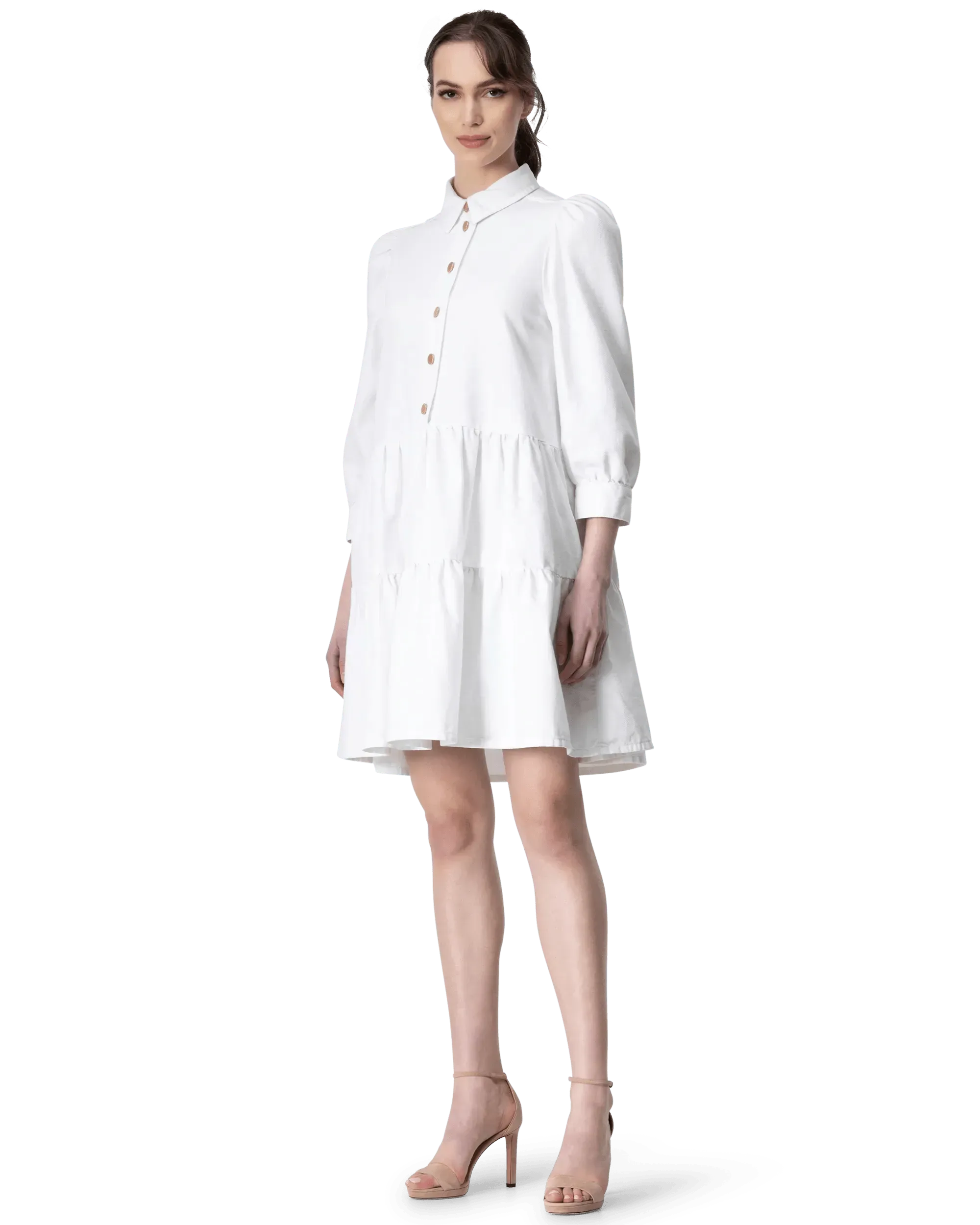 Puffy Sleeve A-line Dress - DIHSAN