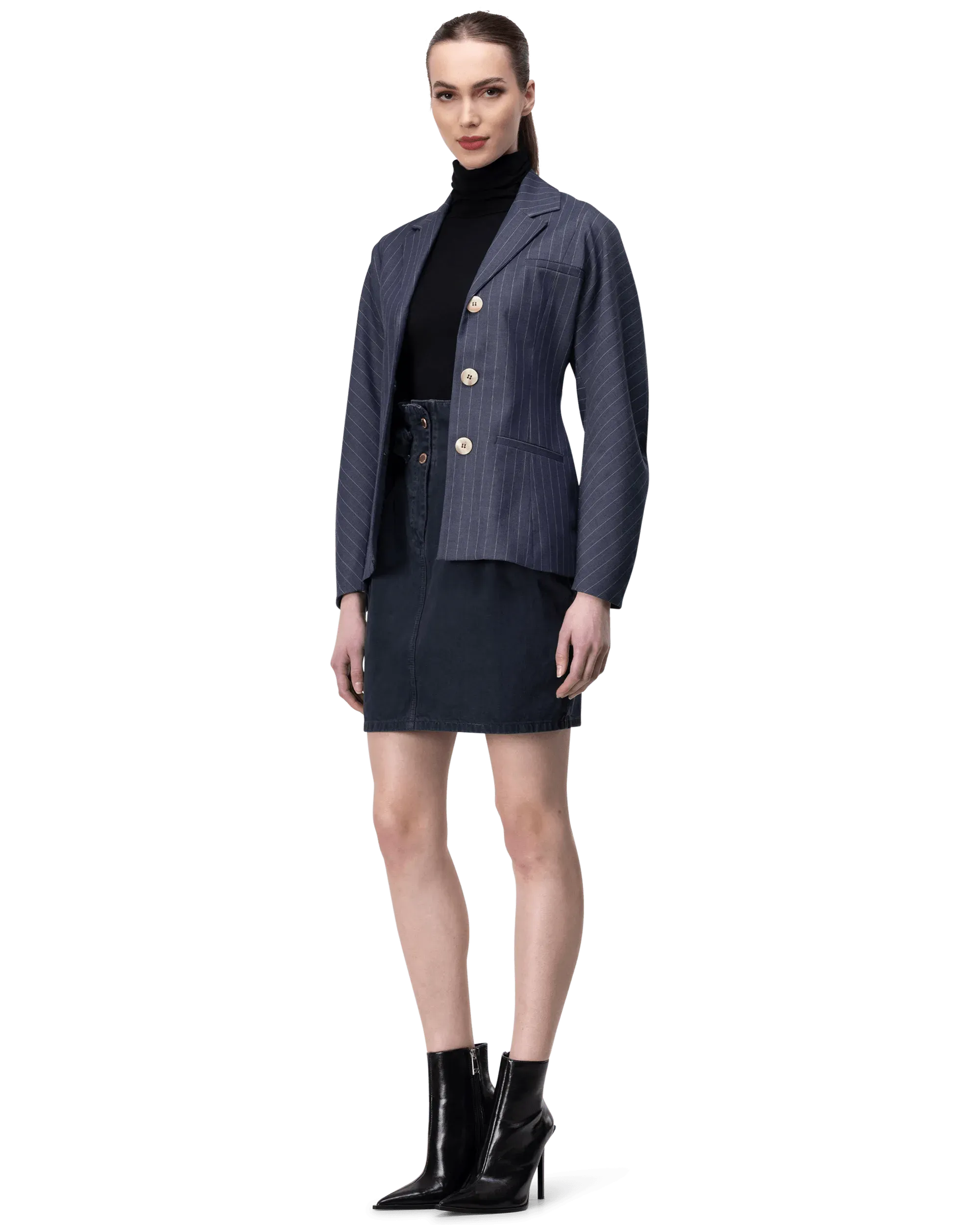 Puffy Sleeve Striped Blazer - DIHSAN