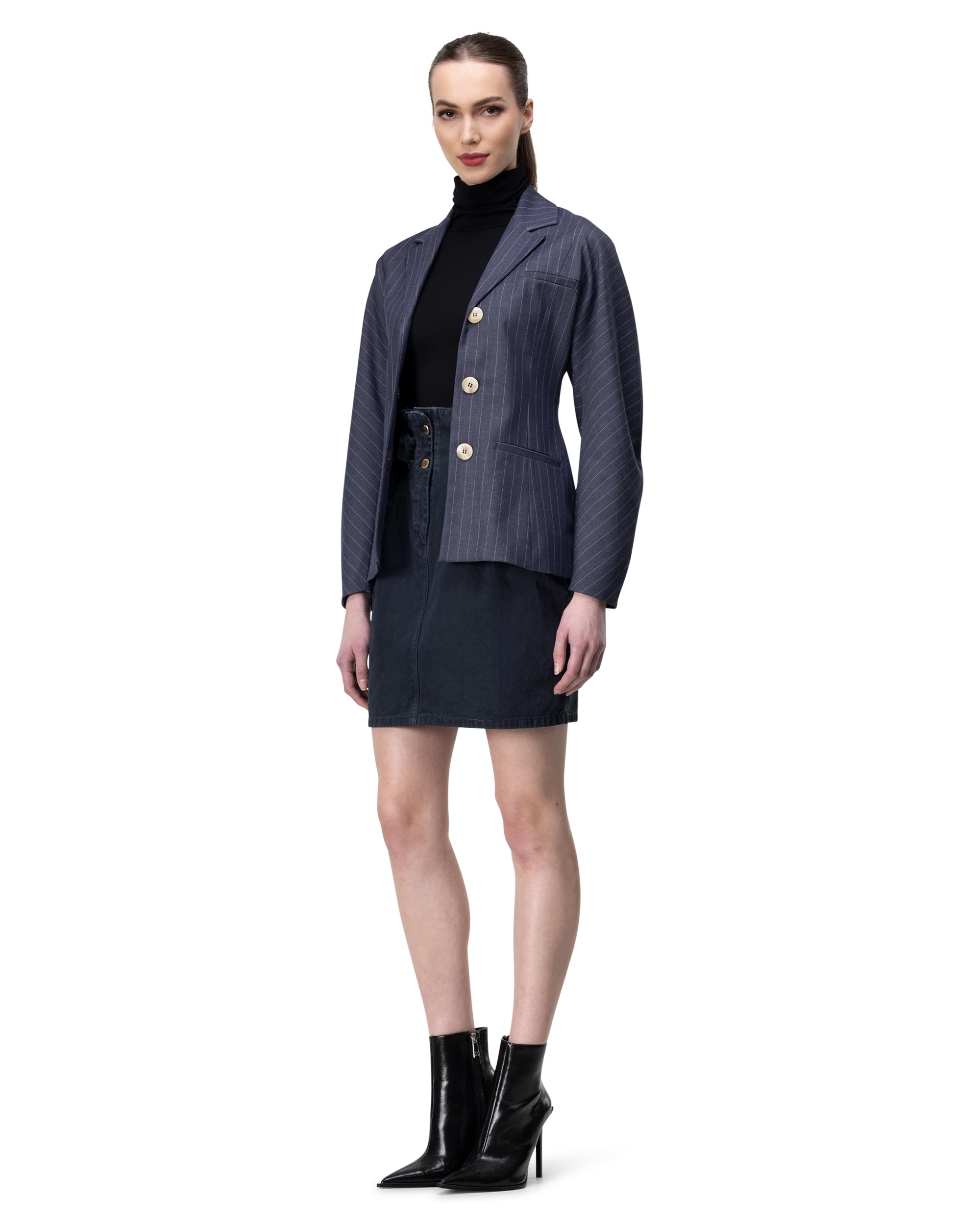 Puffy Sleeve Striped Blazer