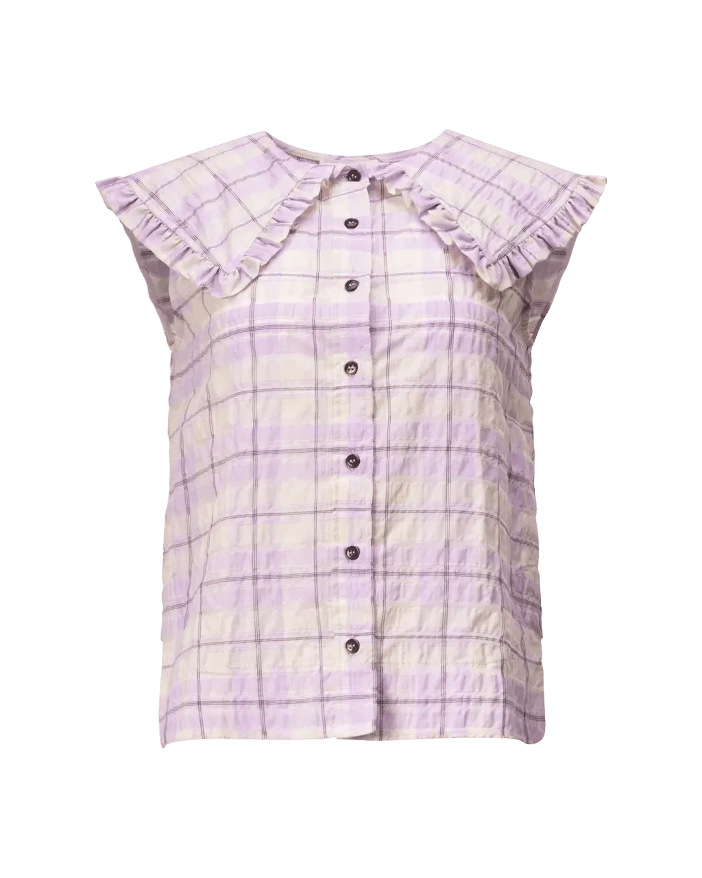 Seersucker Check Sleeveless Shirt - DIHSAN