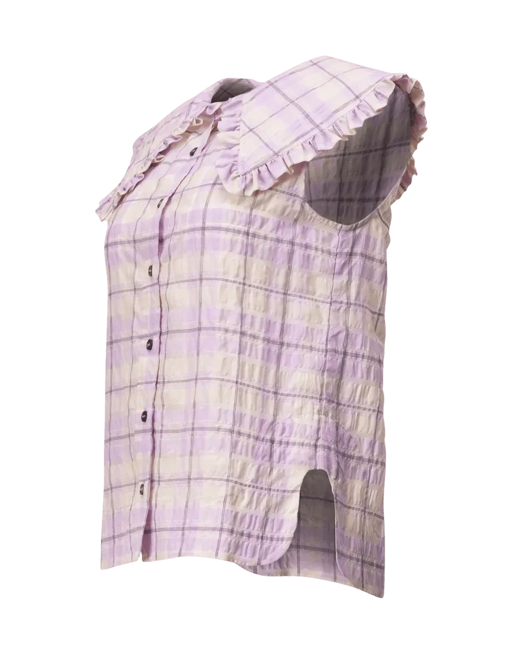 Seersucker Check Sleeveless Shirt - DIHSAN