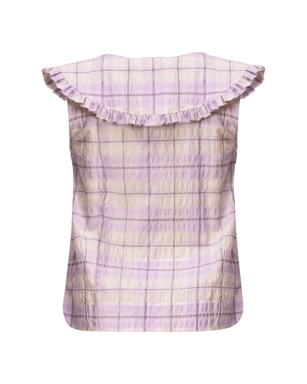 Seersucker Check Sleeveless Shirt - DIHSAN