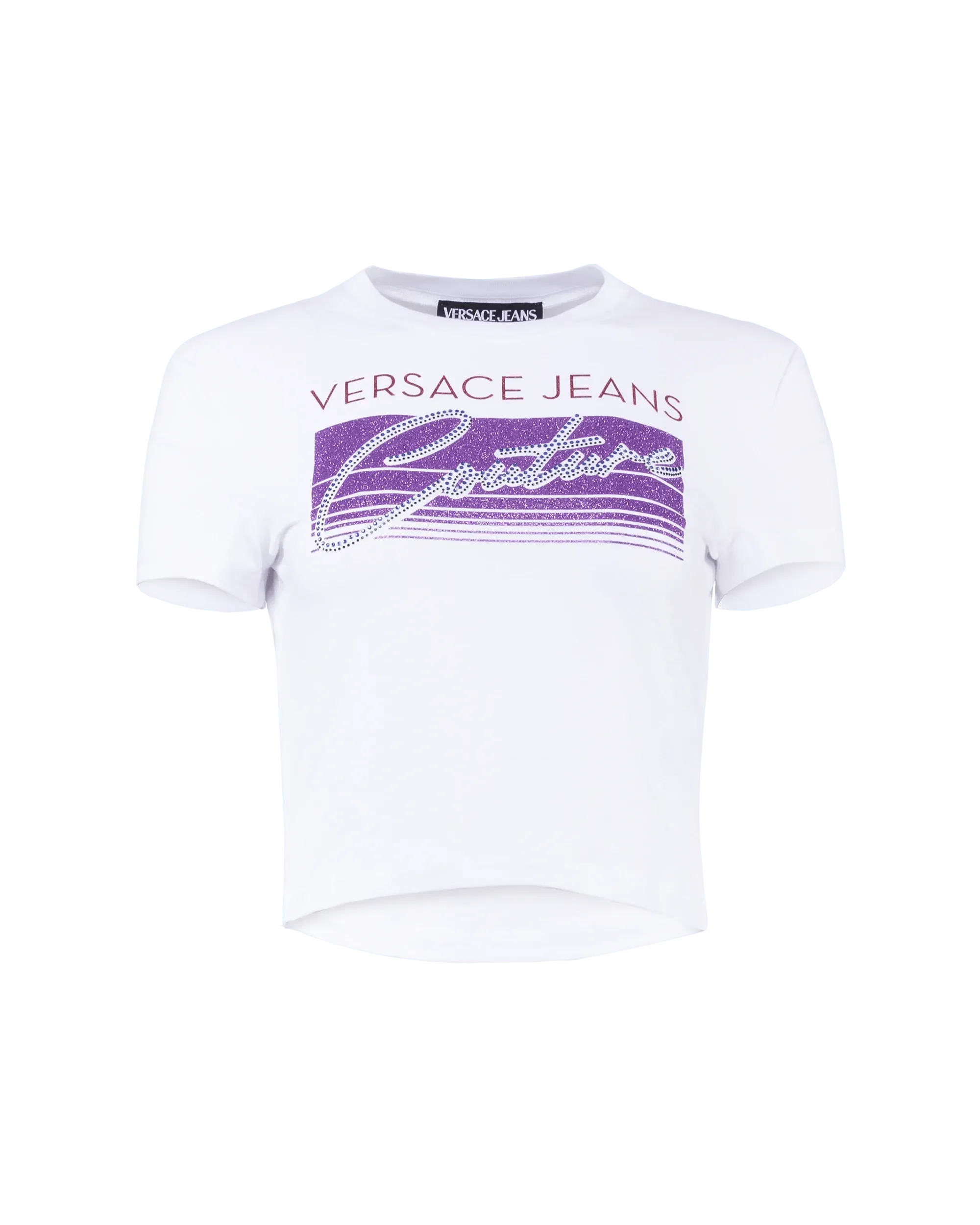 Glitter Logo Printed Cropped T-shirt - DIHSAN