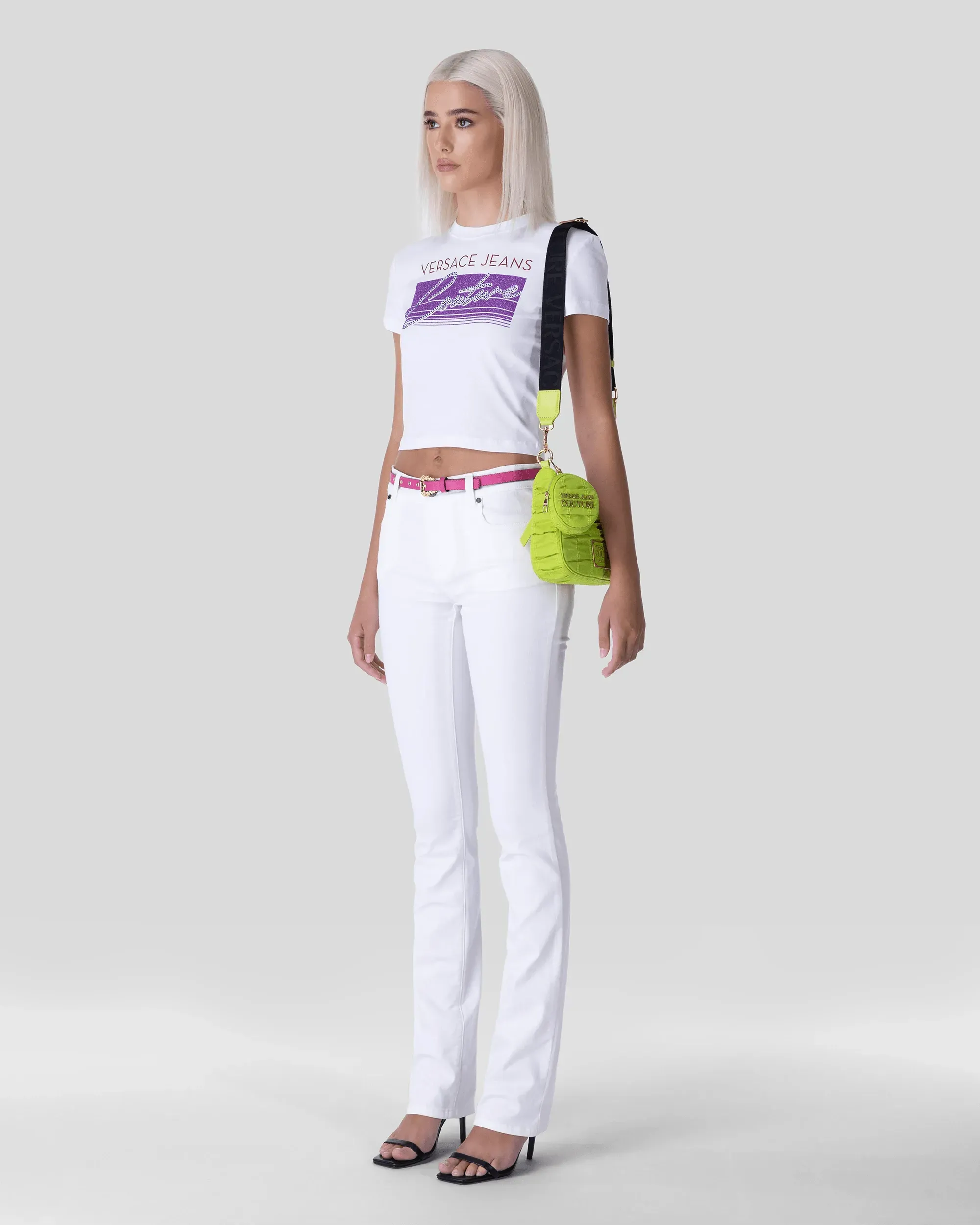 Glitter Logo Printed Cropped T-shirt - DIHSAN