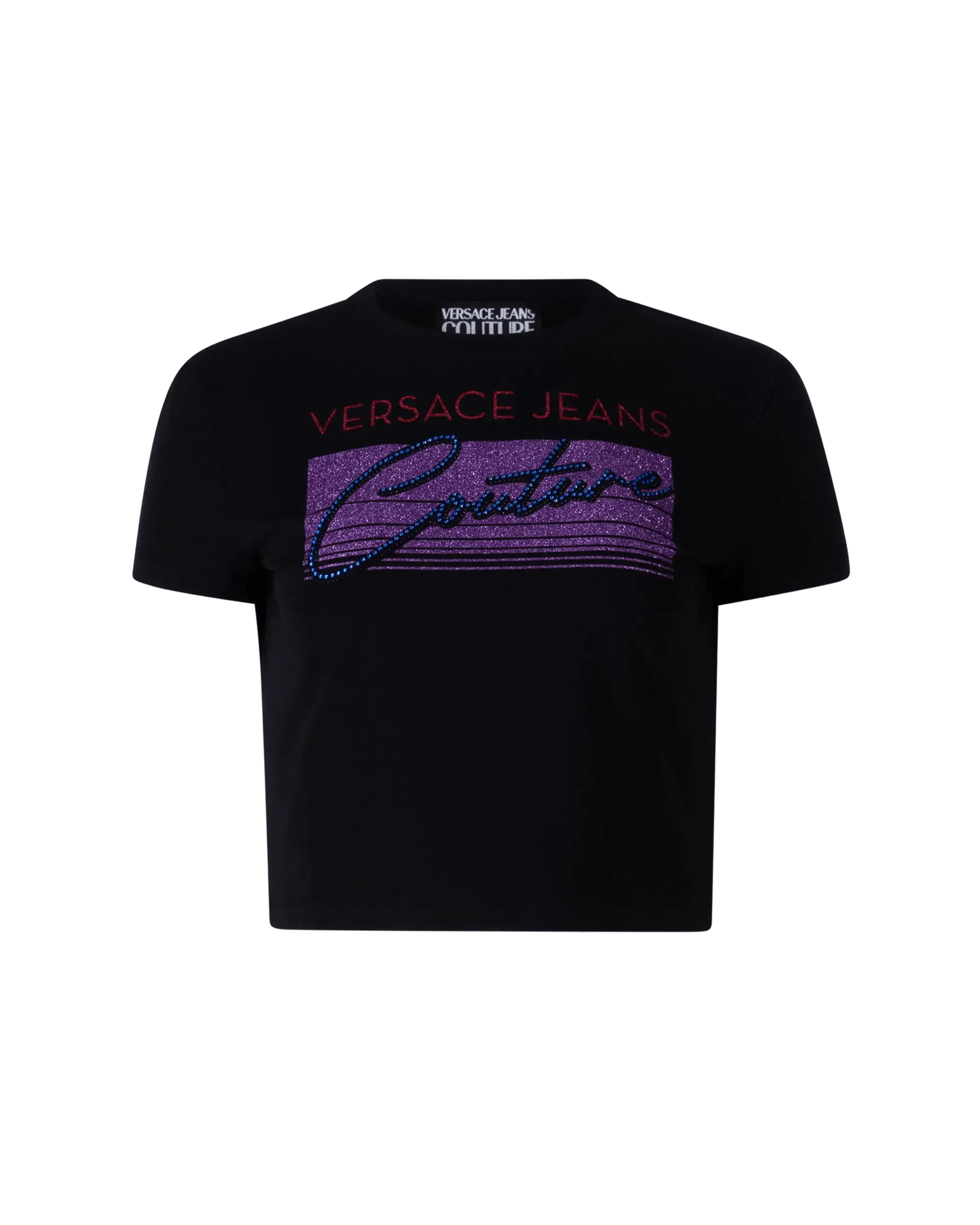 Glitter Logo Printed Cropped T-shirt - DIHSAN