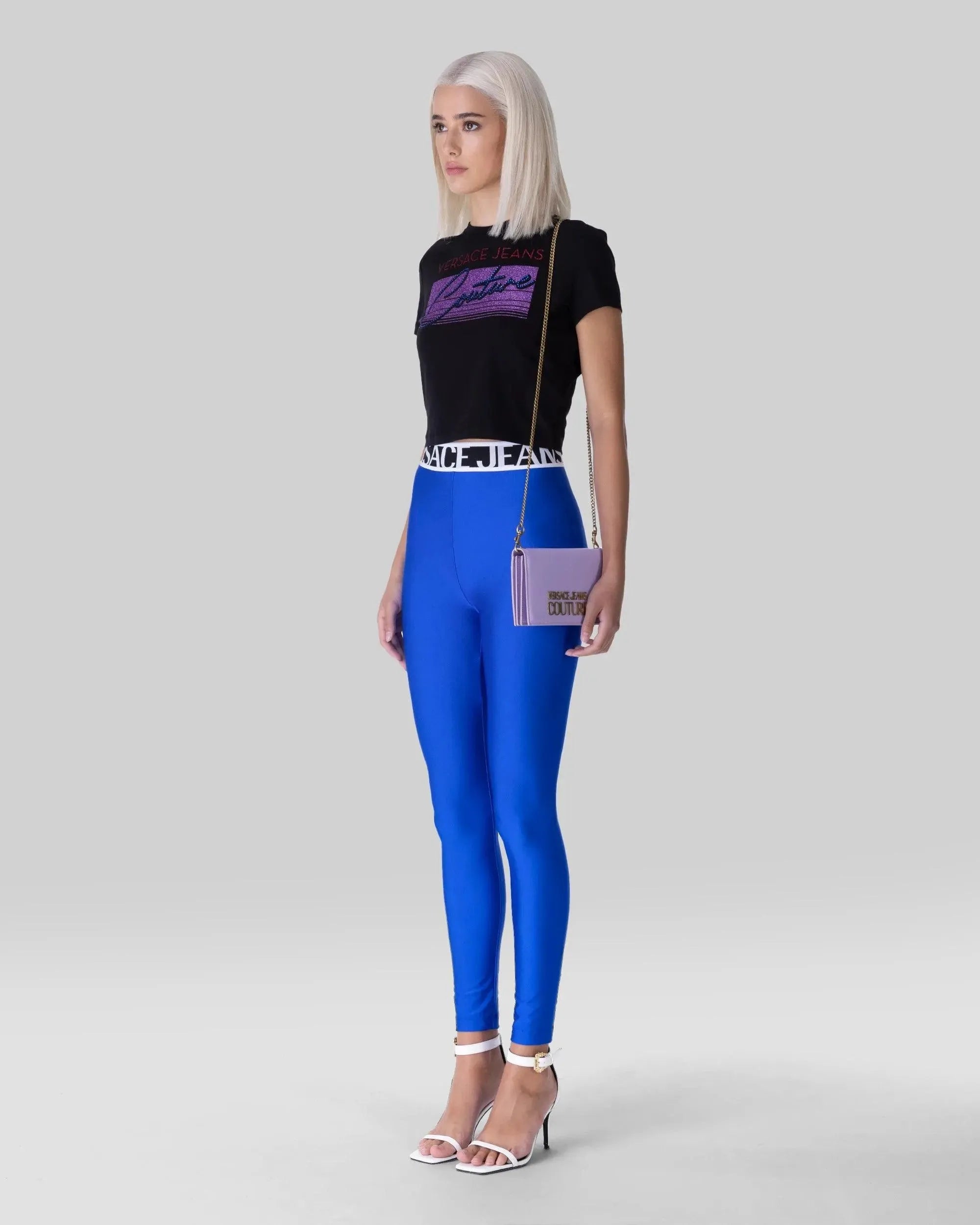 Glitter Logo Printed Cropped T-shirt - DIHSAN