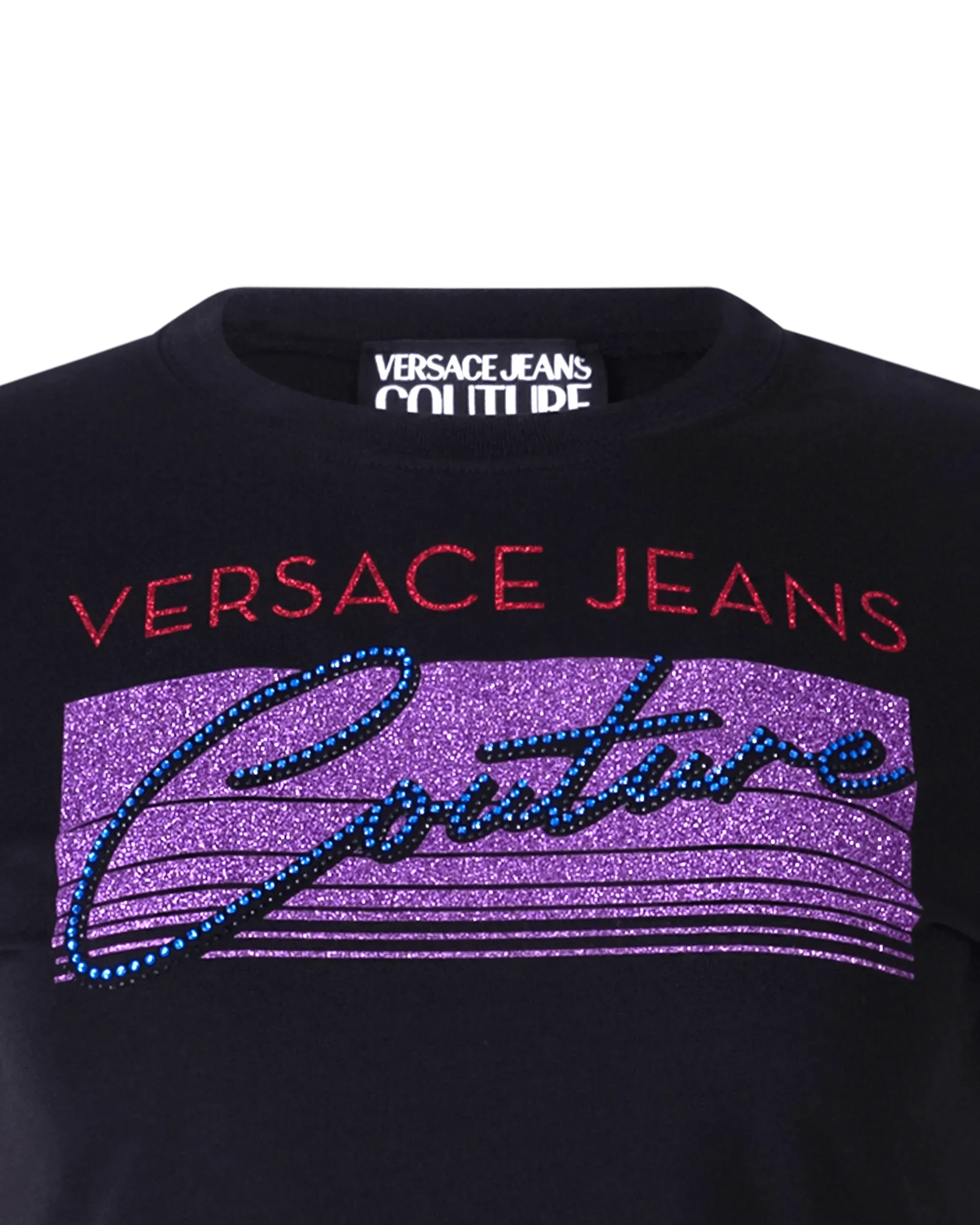Glitter Logo Printed Cropped T-shirt - DIHSAN
