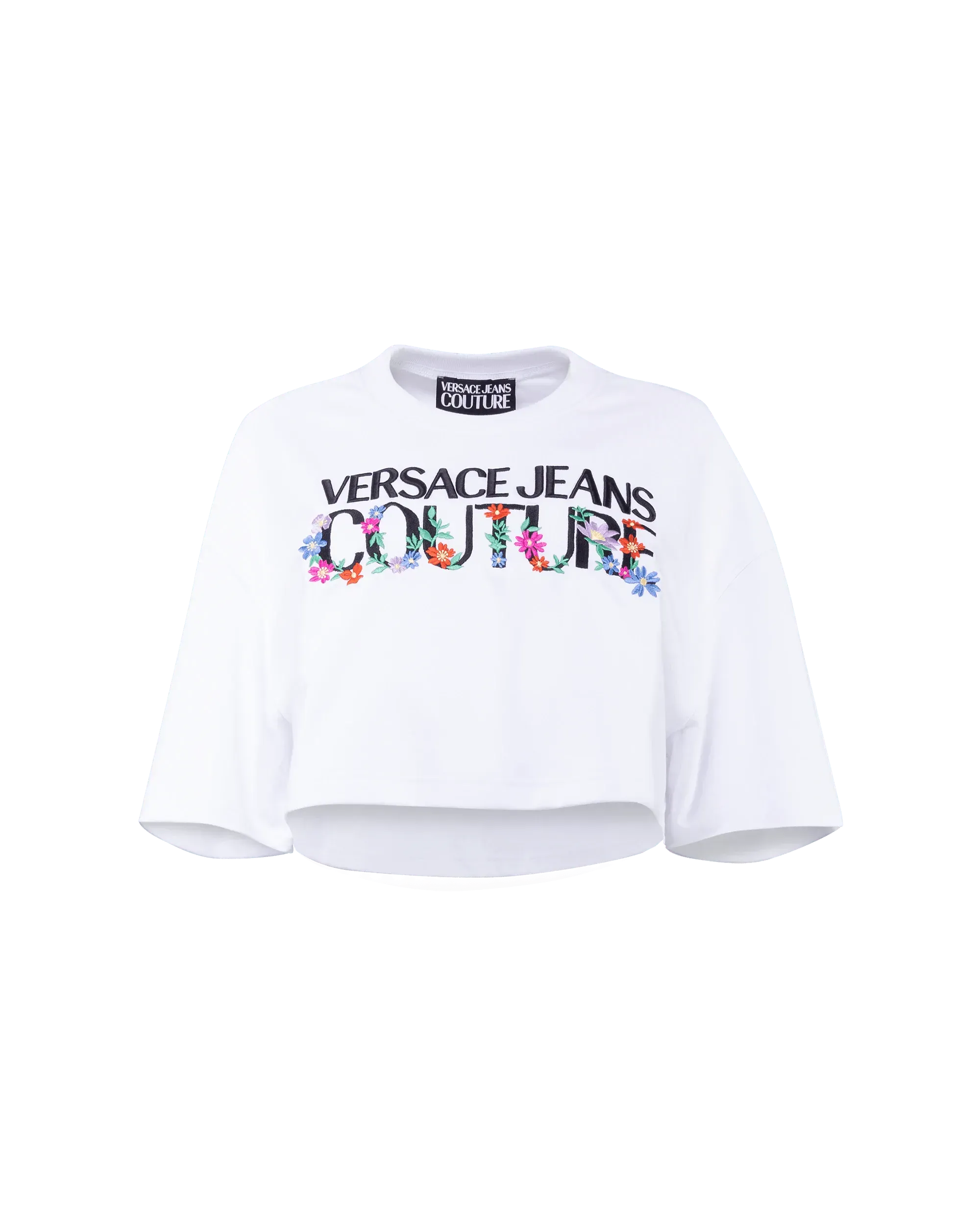 Floral Logo Cropped T-shirt - DIHSAN