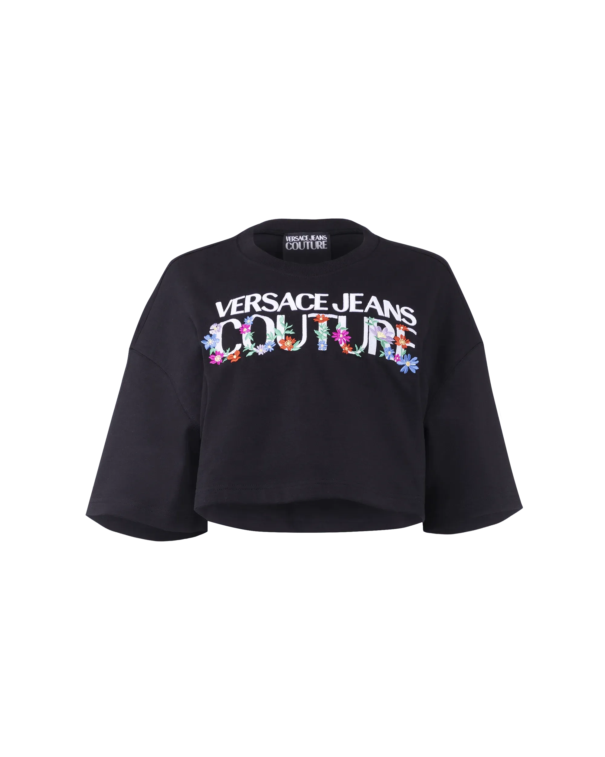 Floral Logo Cropped T-shirt - DIHSAN
