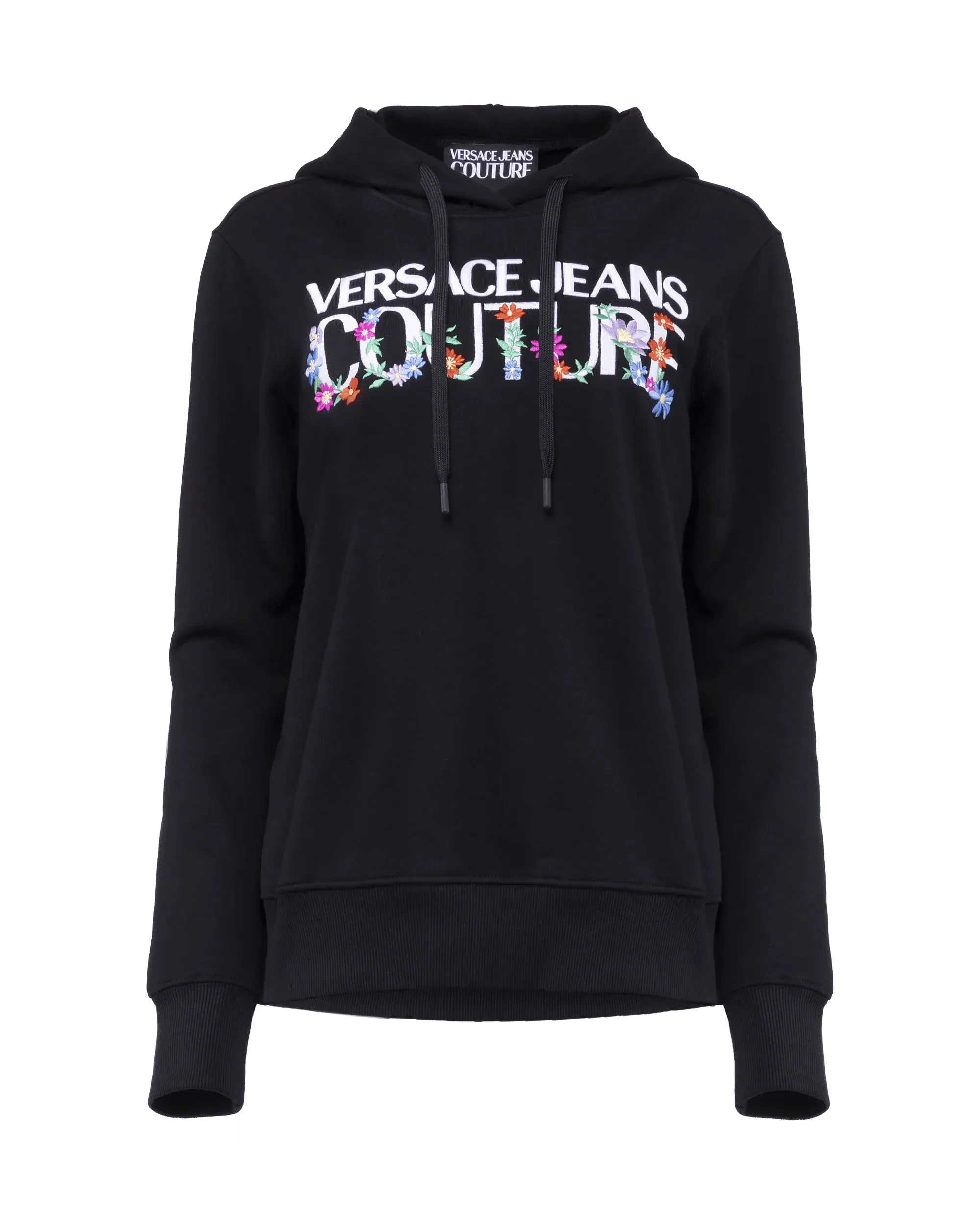 Floral Embroidered Logo Hoodie - DIHSAN