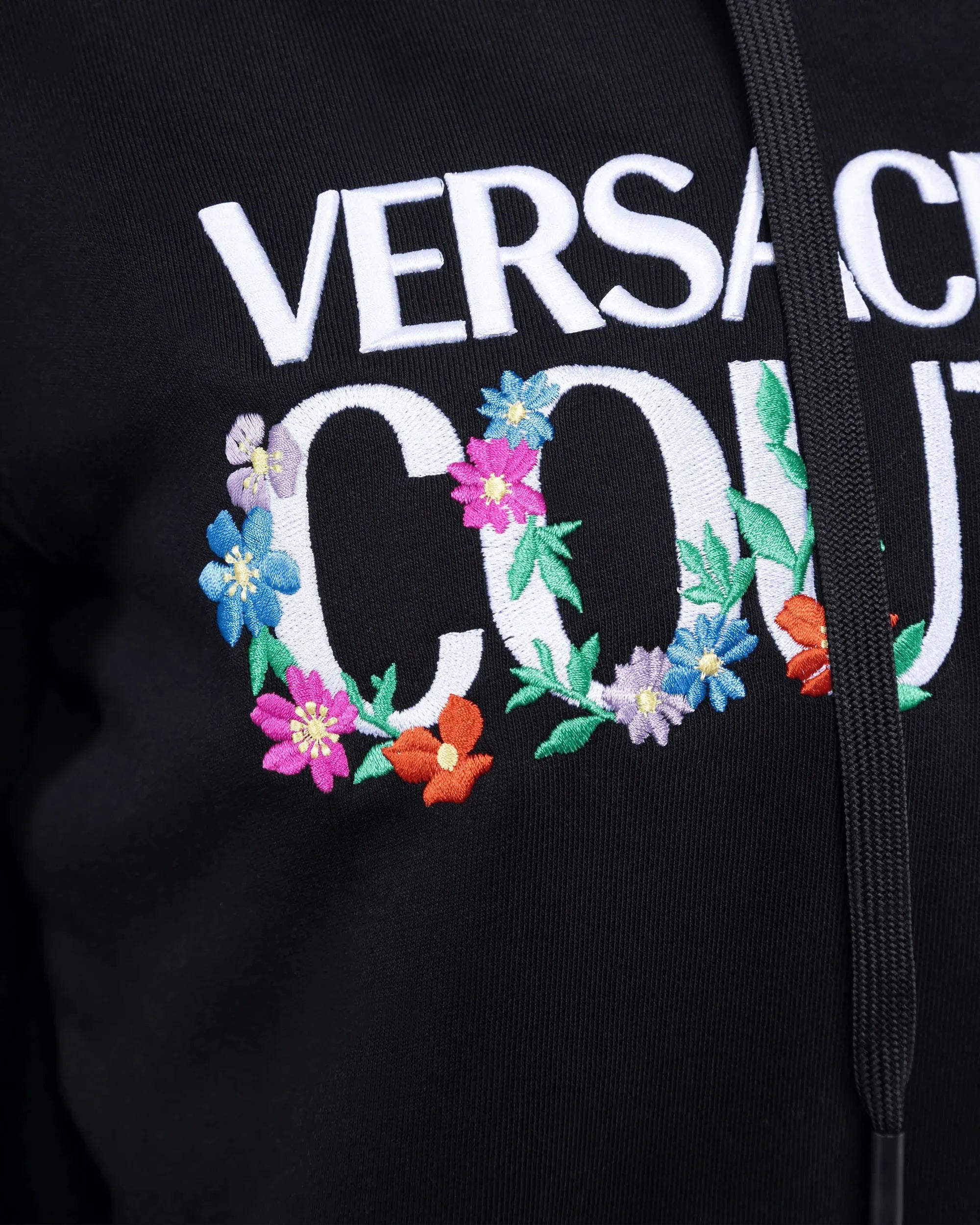 Floral Embroidered Logo Hoodie - DIHSAN
