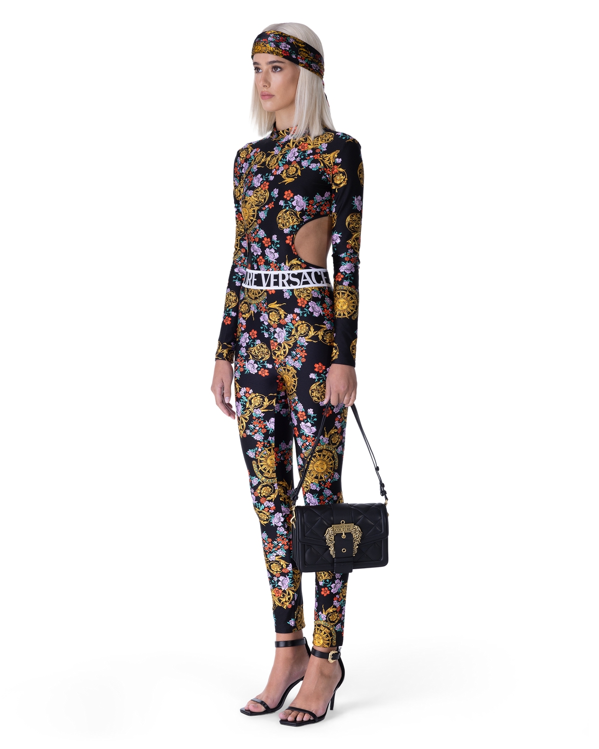 Multicolor Nylon Blend Sun Garland Cutout Versace Jeans Couture Bodysuit by Versace Jeans Couture | DIHSAN
