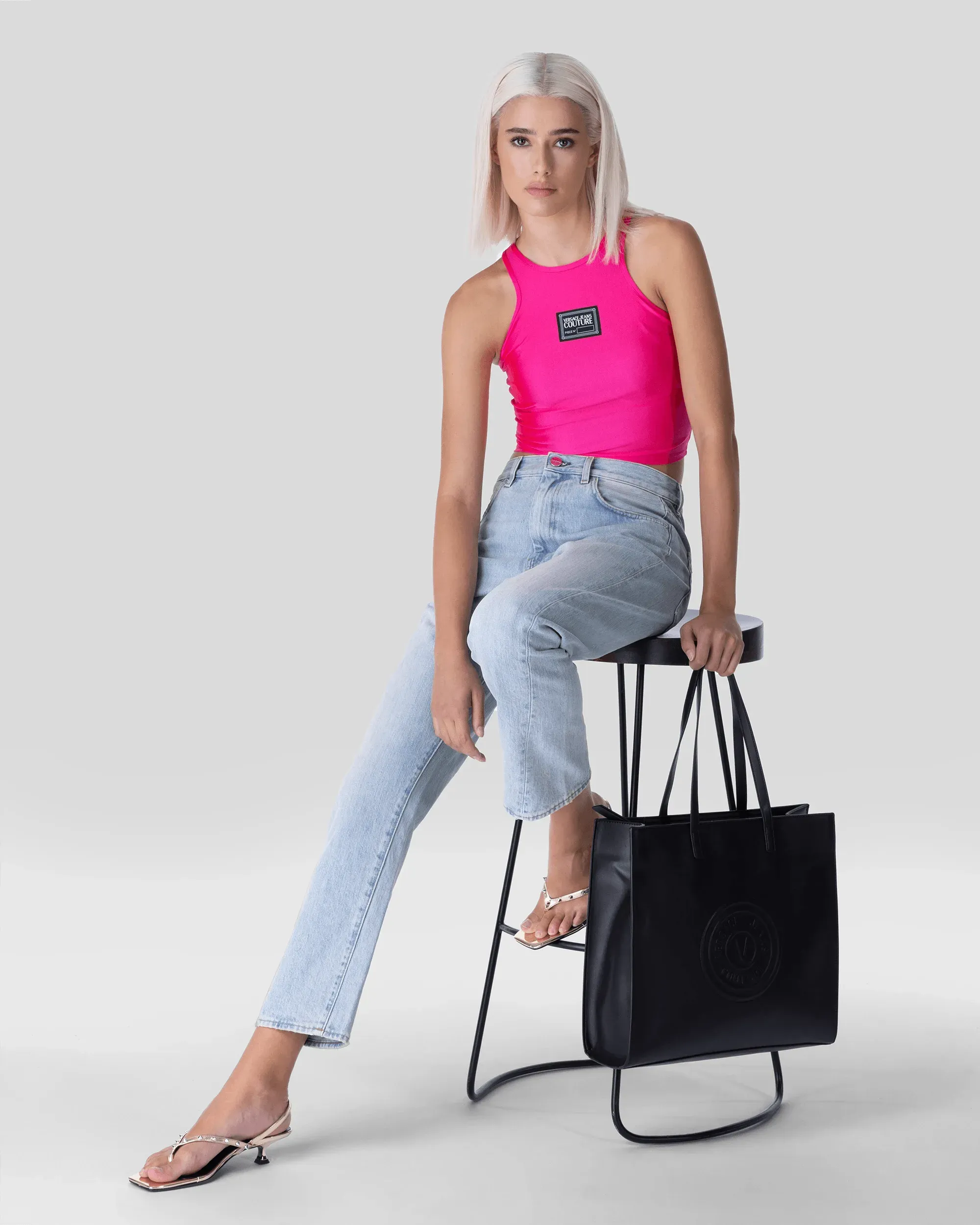 Cropped Patch Logo Tank Top - DIHSAN