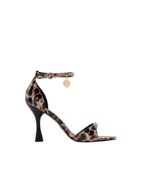 Leopard Print Ankle Chain Sandals - DIHSAN