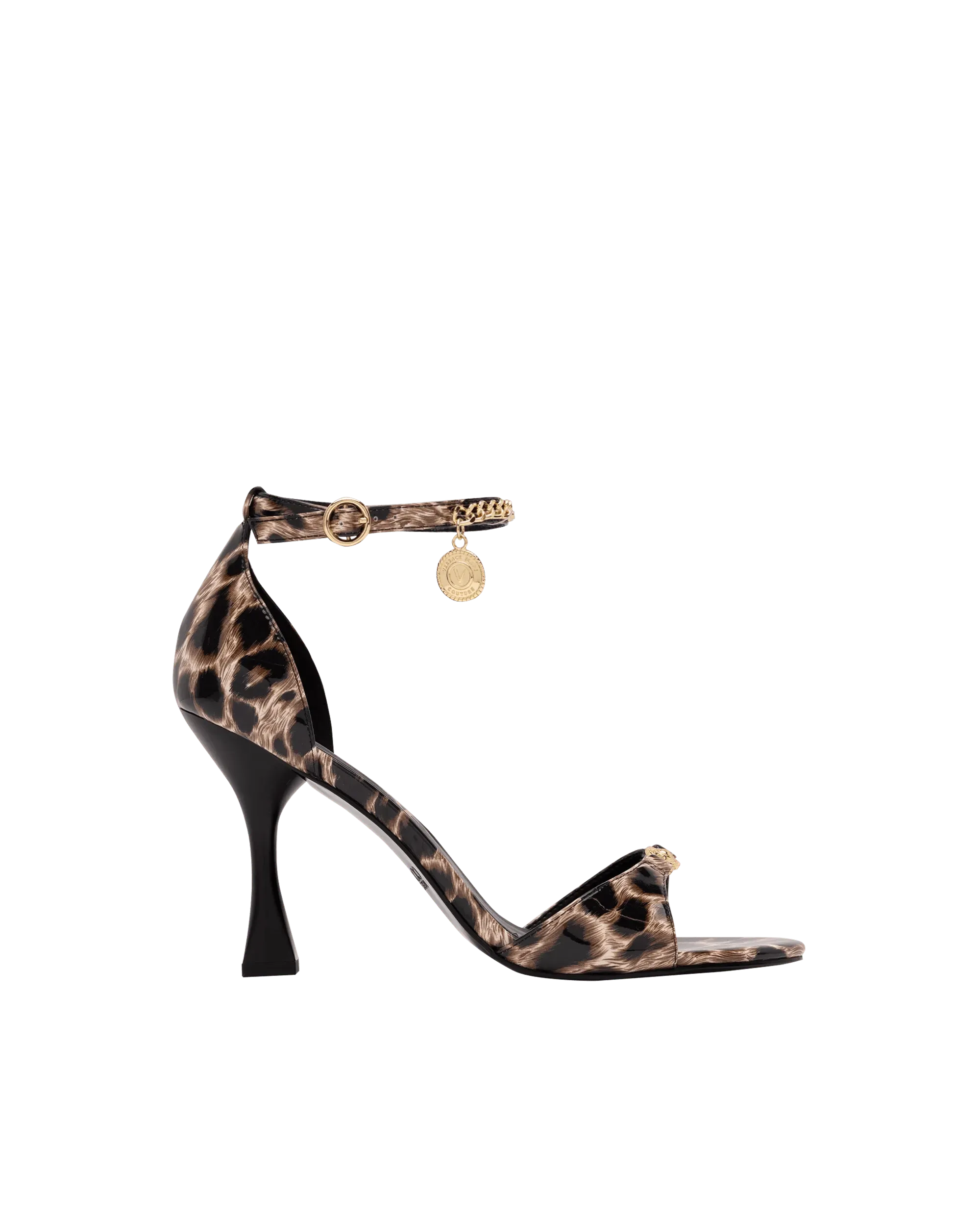Leopard Print Ankle Chain Sandals - DIHSAN