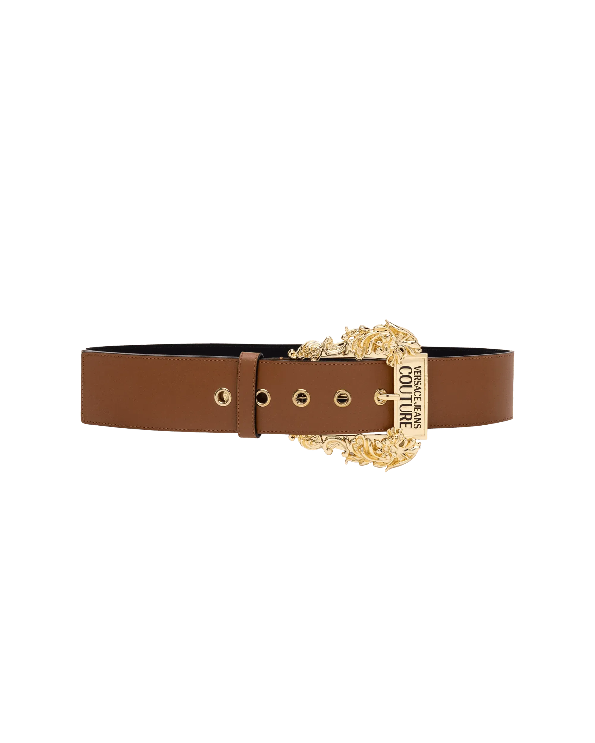 Gold Garland Logo Leather Belt - DIHSAN