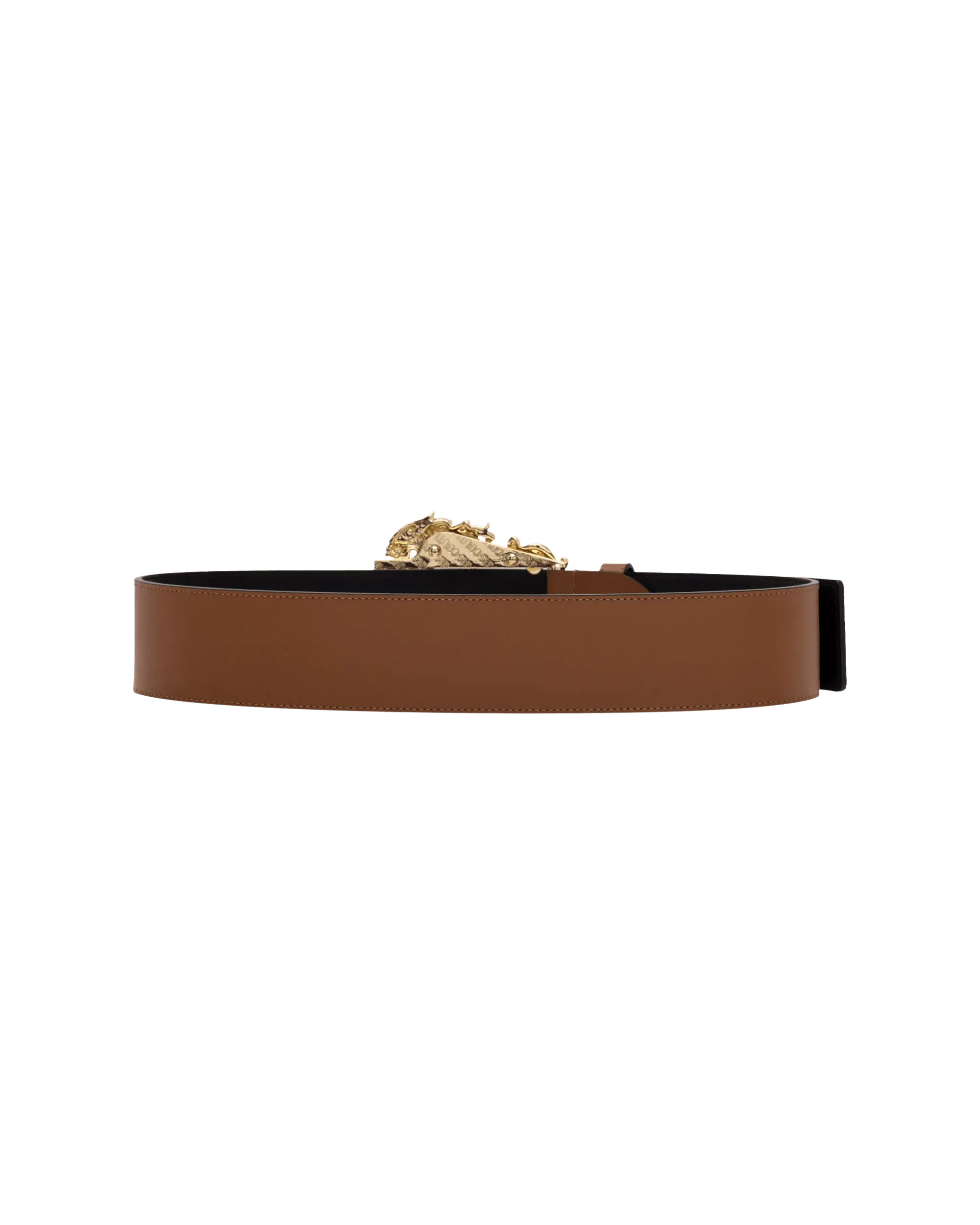 Gold Garland Logo Leather Belt - DIHSAN