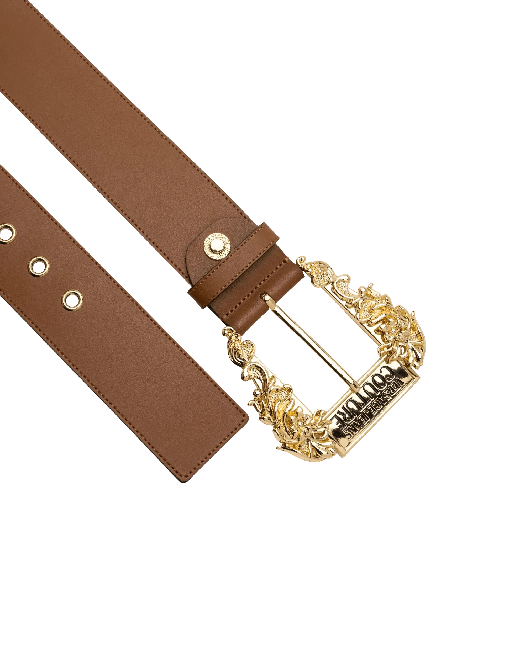 Gold Garland Logo Leather Belt - DIHSAN