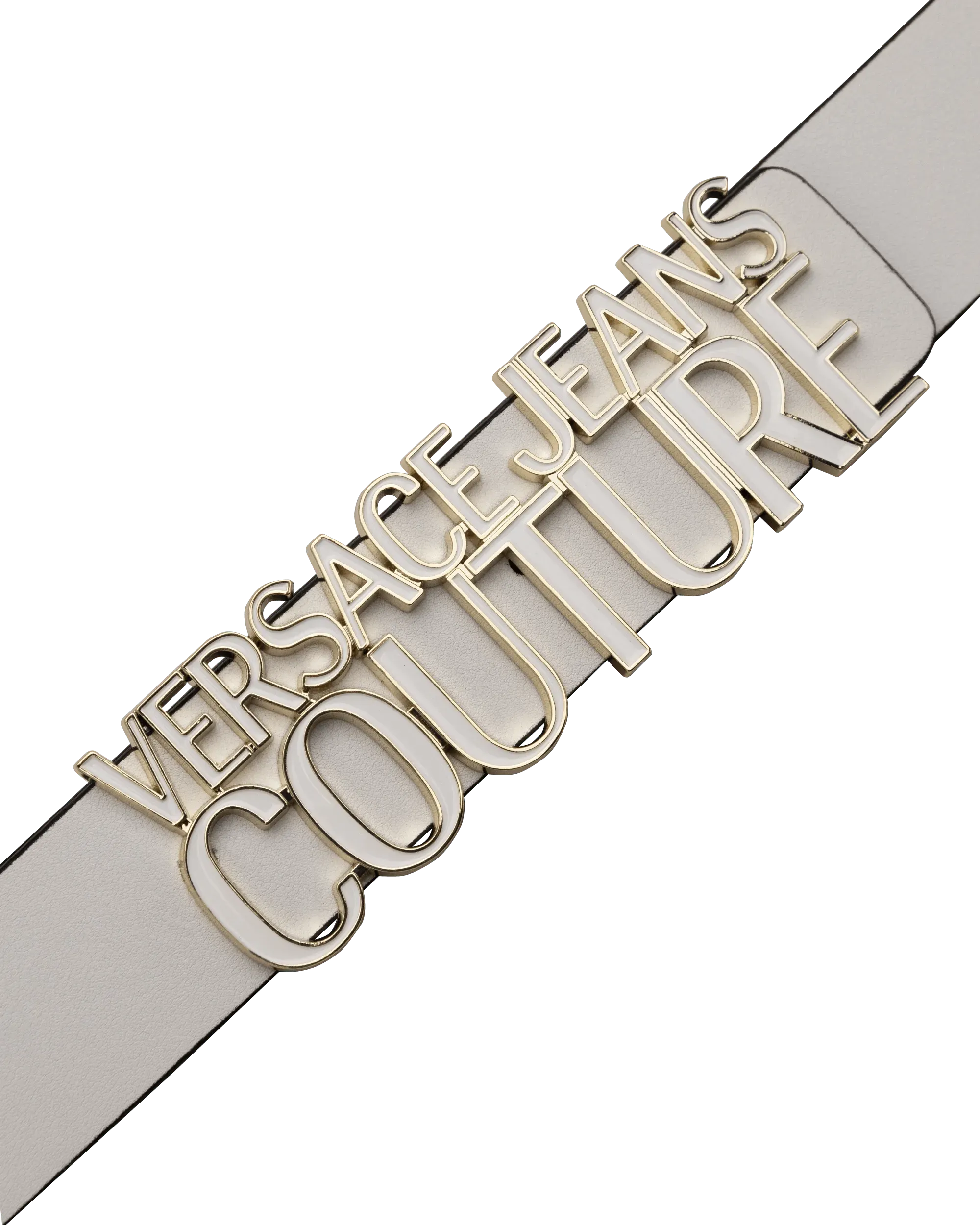 Leather Belt With Gold Trim Logo - DIHSAN