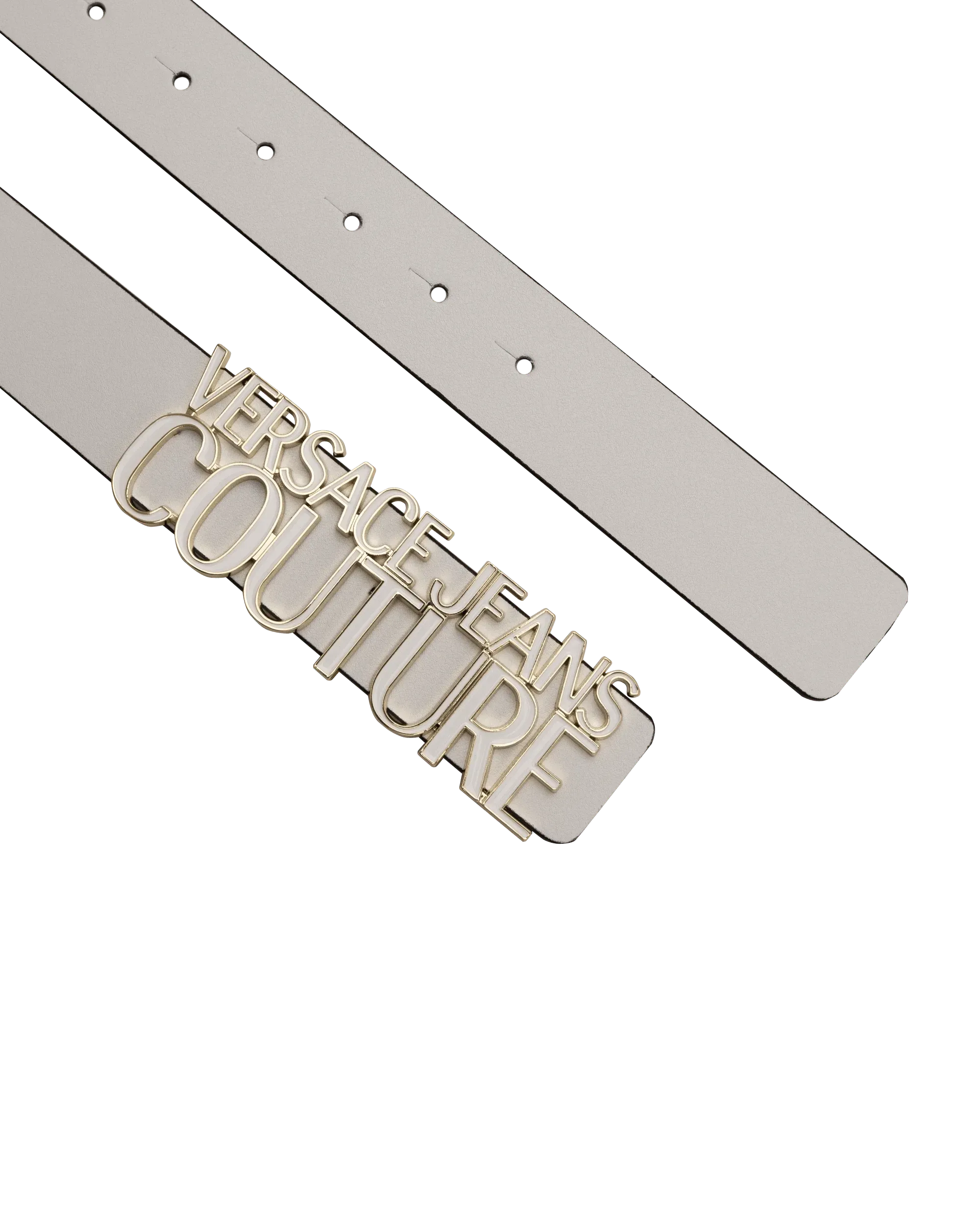 Leather Belt With Gold Trim Logo - DIHSAN